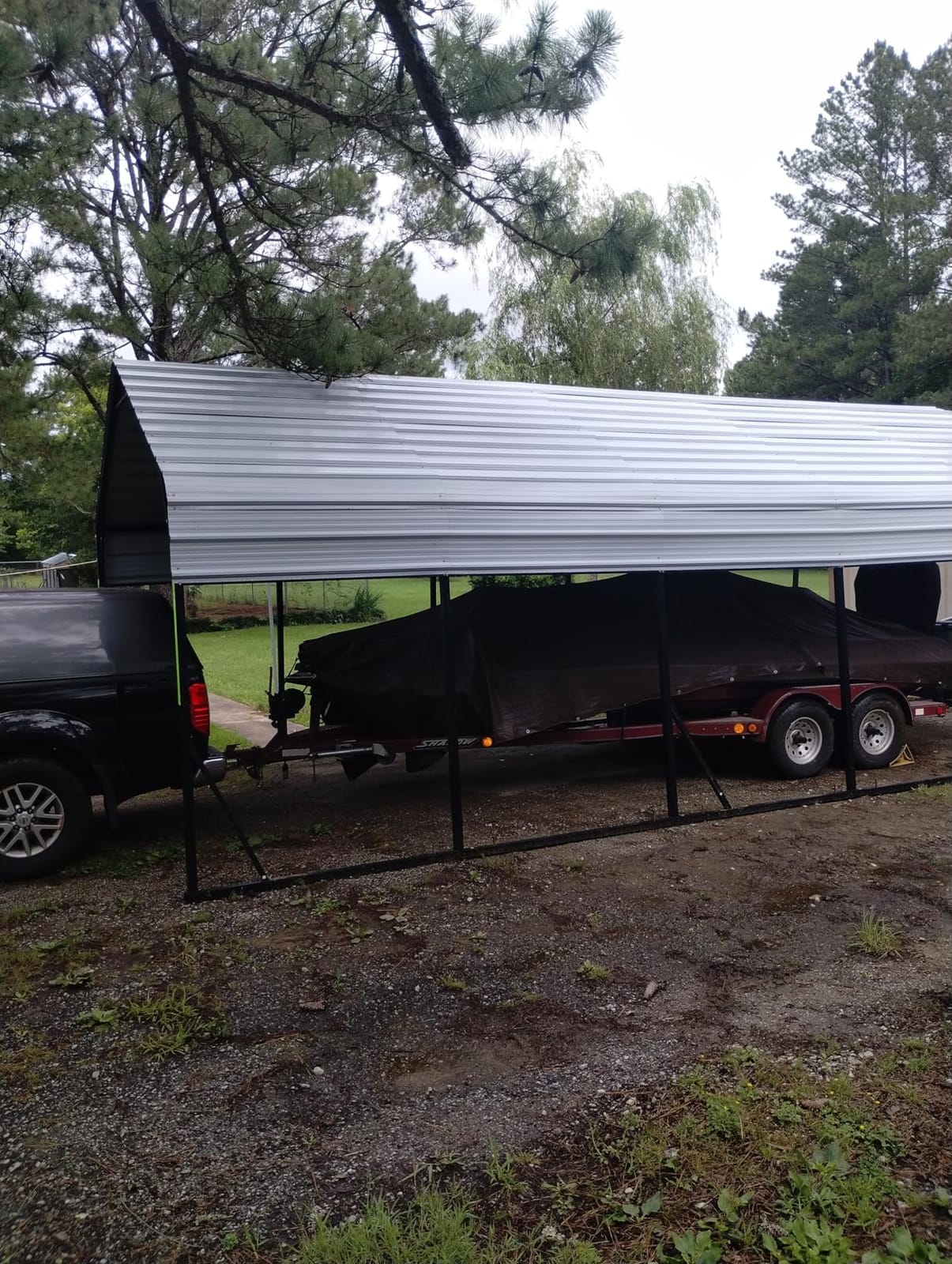 GarveeLife 12x25 ft Metal Carport Oversized, Reinforced Frame and Steel Roof for All-Weather Use, Permanent Shelter for Bass Boats, Full-Sized Pickup Trucks, and Tractors customer photo 1