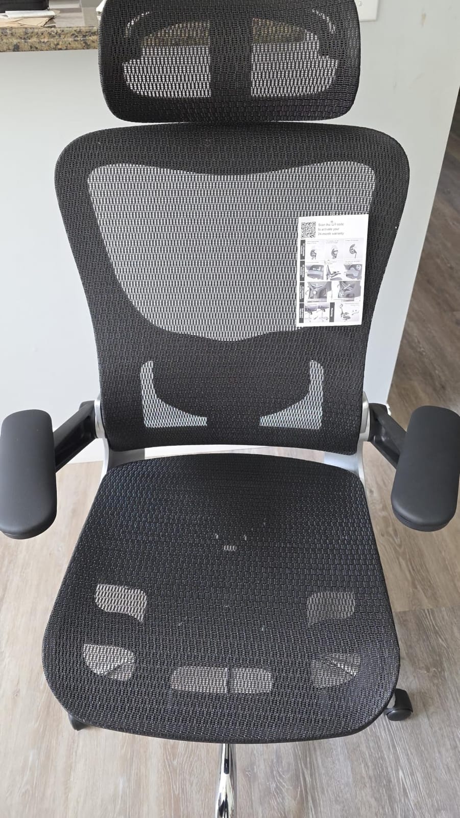 marrap Ergonomic Office Chair, Adjustable Lumbar Support | Mesh Desk Chair with 3D Armrests and Headrest, 90-120° Rocking Function, Black customer photo 1