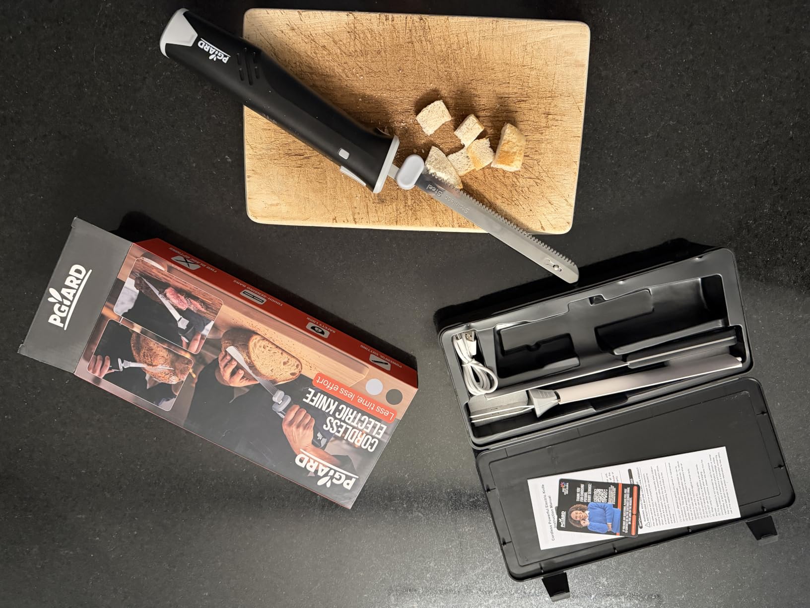 Cordless Electric Knife for Meat & Bread Slicing, 420J2 Stainless Blades | 2000mAh Battery, 15000RPM High-Motor, Dual Safety Lock, 30Min load-Runtime, Type-C Charging, 2 Blades for Turkey Black customer photo 2