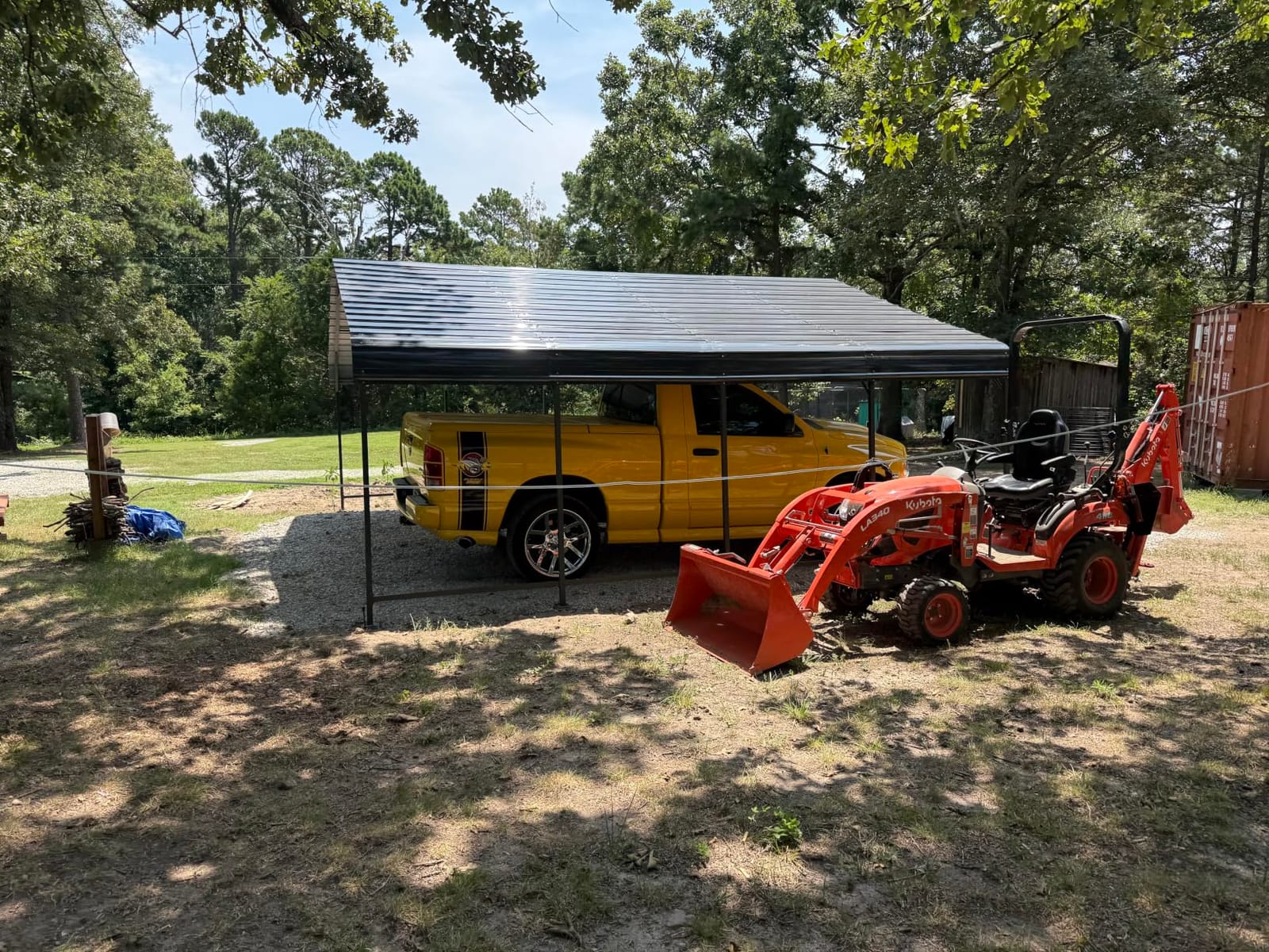 20x20 FT Metal Carport, Outdoor Heavy Duty 2 Car Carport with Reinforced Galvanized Steel Frame and Steel Roof, All-Weather Garage Car Port Shelter for Cars, Trucks, Boats and Tractors, Black customer photo 1