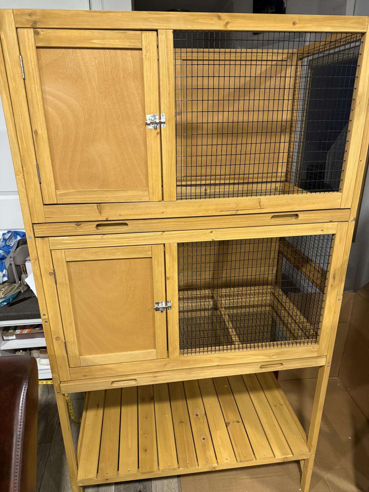 GDLF Wooden Quail Cage Indoor, 2-Tier Quail Coop with Pull-Out Trays | Ideal for indoor quail housing, with a pull-out tray, open shelving, and ventilated panels customer photo 1