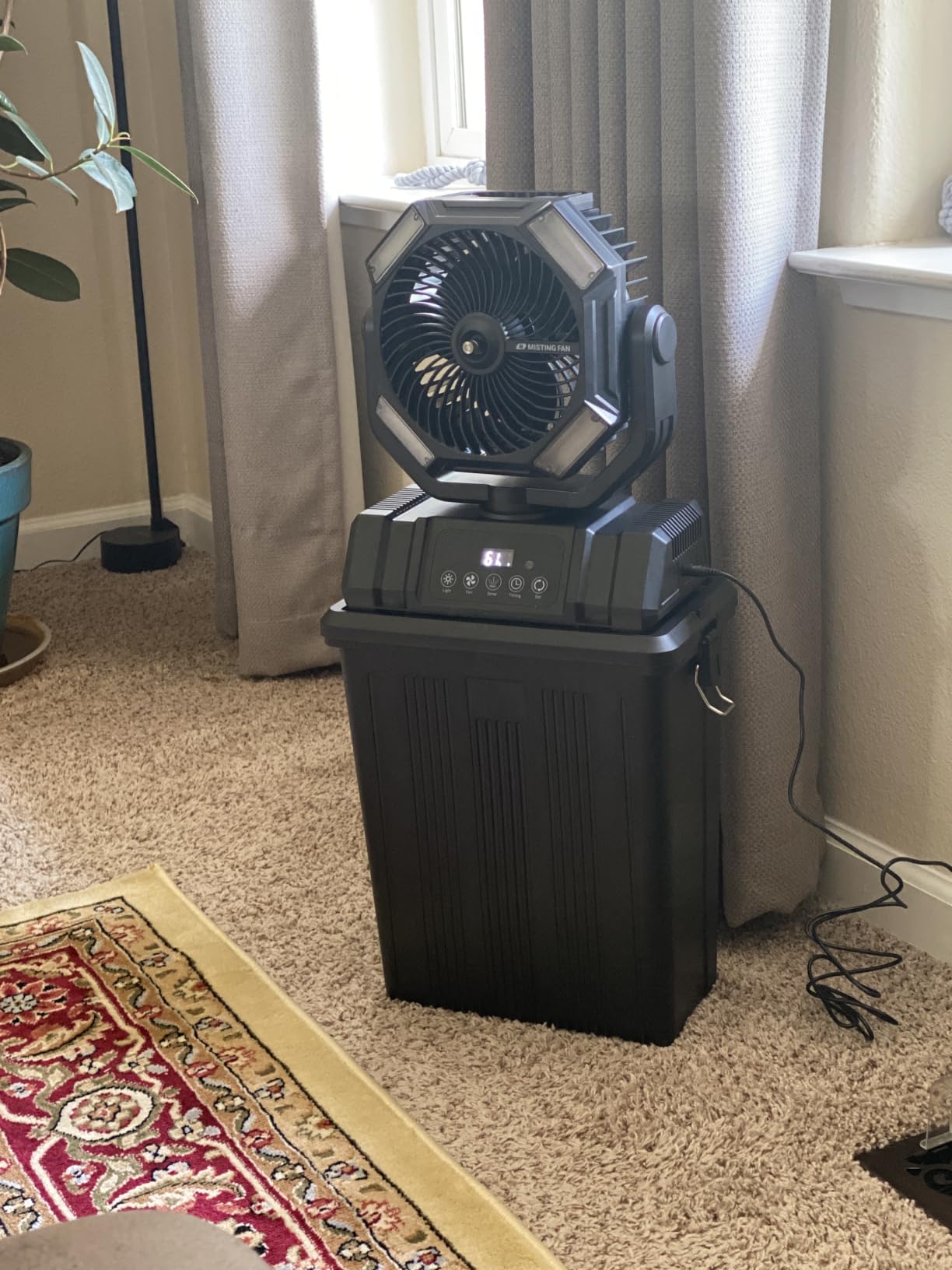 40000mAh Misting Fans for Outside, 15L Portable Outdoor Cooling Fan with Auto Oscillation, LED Light, Timer, Rechargeable Battery Powered Mister Fan for Camping, Beach, Patio customer photo 1