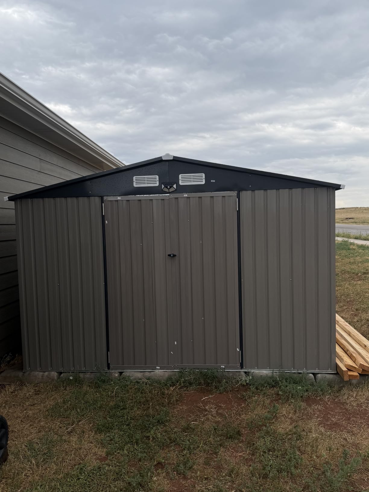 MXV 12 x 10FT Outdoor Storage Shed, Metal Garden Shed with Windows, Double Lockable Doors & Sloped Roof, Waterproof Tool Sheds for Backyard Garden Patio Lawn, Brown customer photo 2
