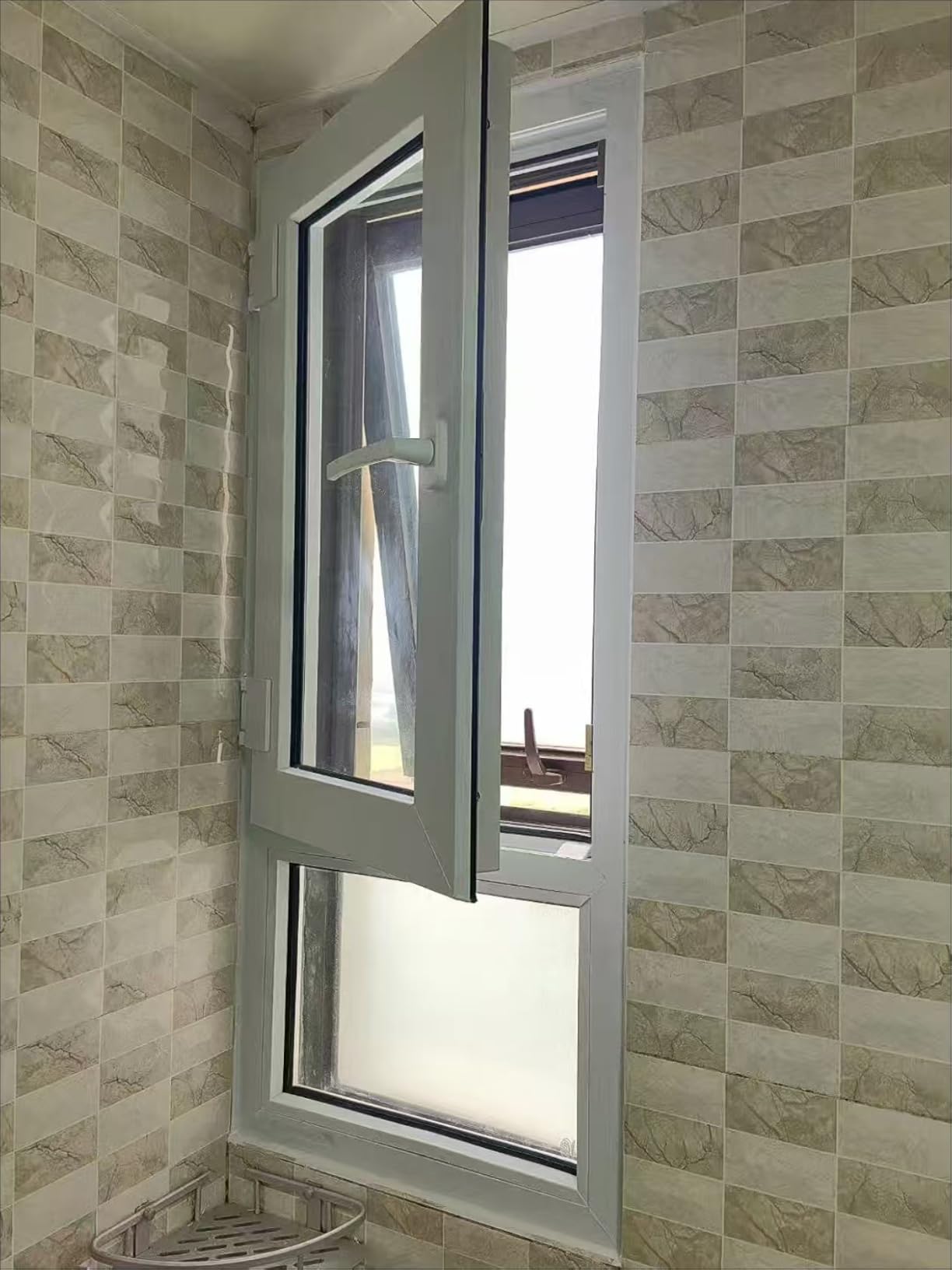 Vinyl Alloy Double Pane Window Insulated Clear Glass Window with Screen, Noise Reduction & Energy Efficient Design for Basement, Bathroom, Shed, Casement Use (Right H*W, 21 * 37in) customer photo 2
