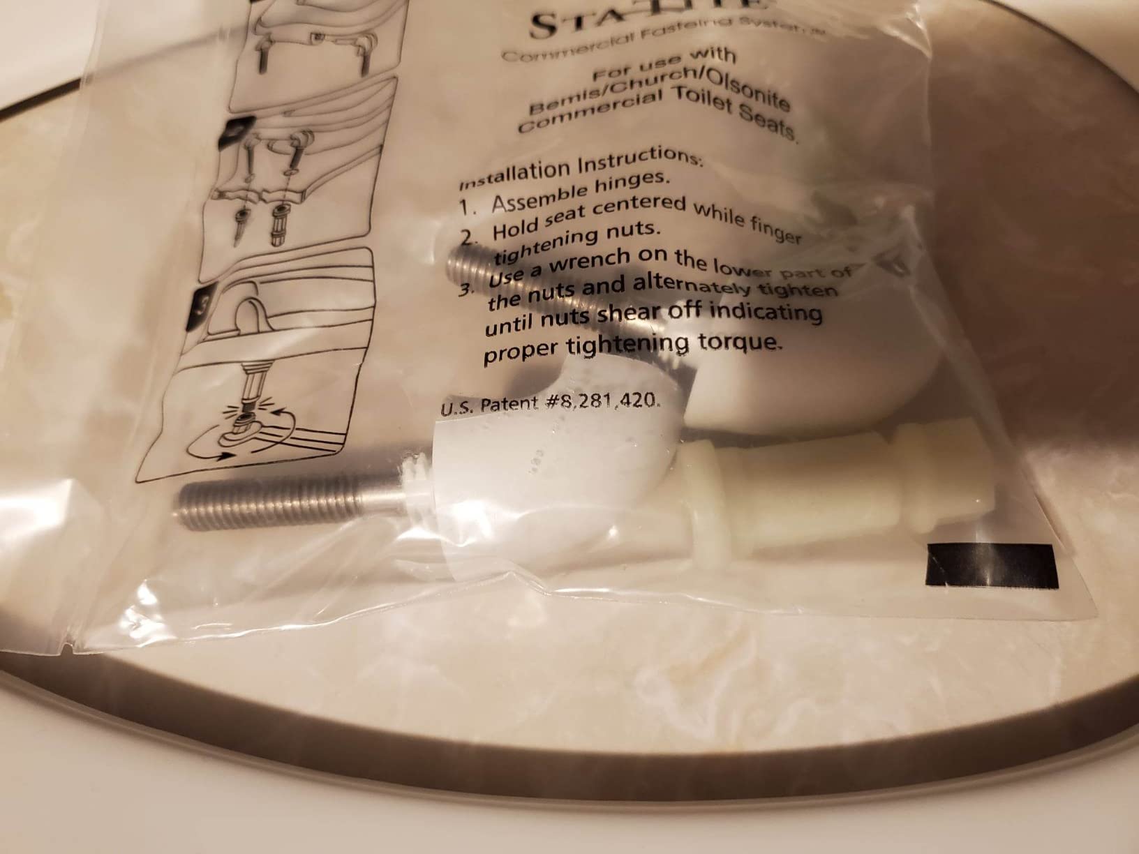 BEMIS 1955CT Commercial Open Front Plastic Toilet Seat, Heavy Duty Industrial Seat without Lid, Secure Installation for Long Lasting Use, Made in USA, Elongated, White customer photo 2