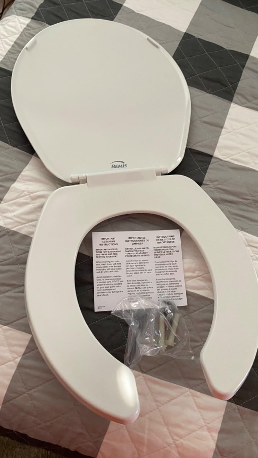 BEMIS 175 Commercial Open Front Plastic Toilet Seat, Heavy Duty Industrial Seat with Lid, Elongated, White customer photo 1