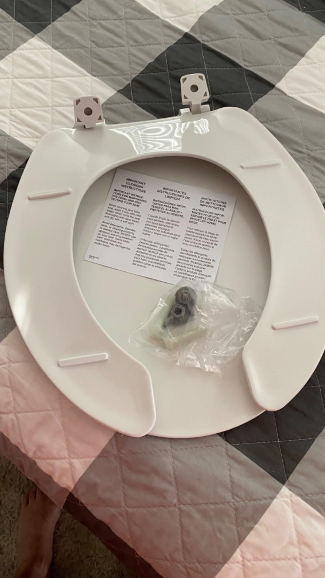 BEMIS 175 Commercial Open Front Plastic Toilet Seat, Heavy Duty Industrial Seat with Lid, Elongated, White customer photo 2