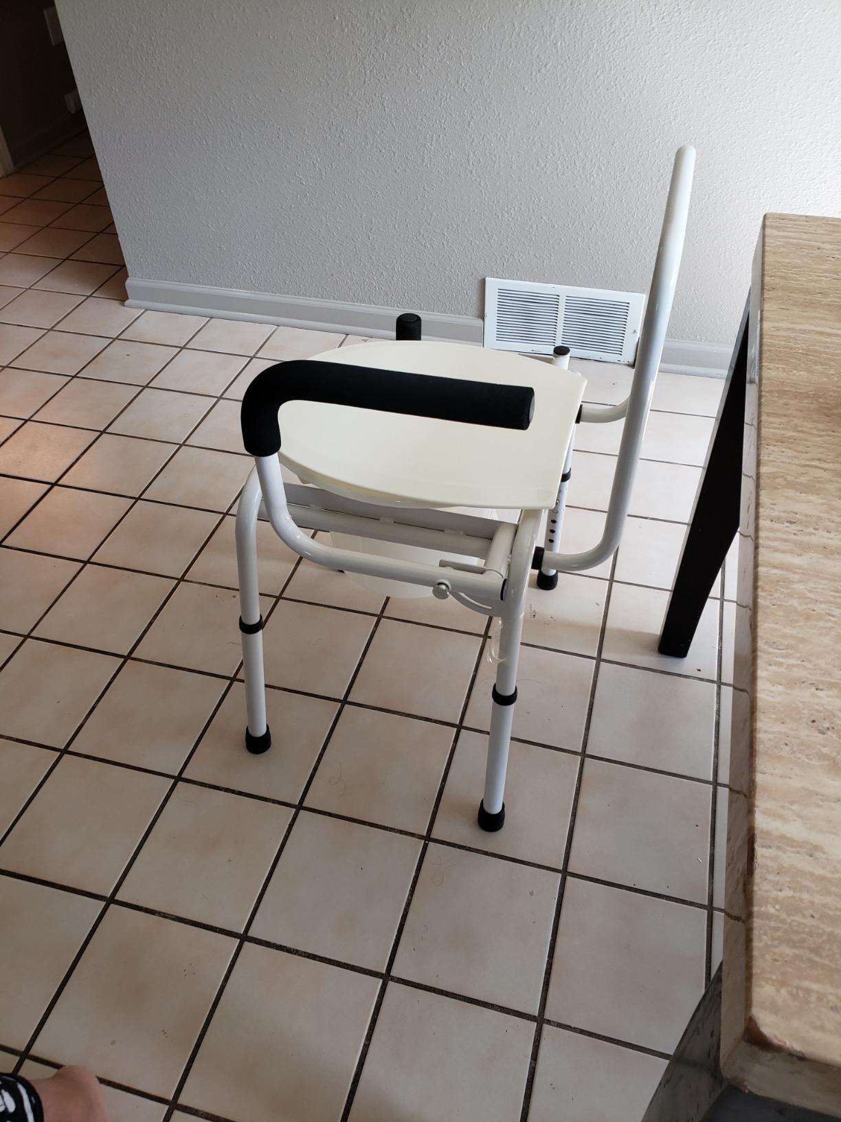 DMI Portable Toilet for Adults, Deluxe Commode for The Elderly, FSA HSA Eligible, Drop Arm Commode for Easy Transfers, Steel Portable Toilet or Porta Potty, Easy No Tool Assembly, White customer photo 2