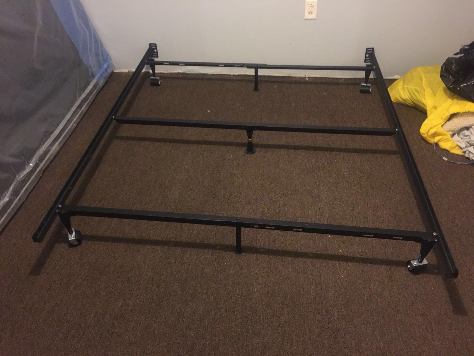 Kings Brand Furniture 7-Leg Heavy Duty Adjustable Metal Bed Frame – Queen/Full/Full XL/Twin/Twin XL, Center Support Rail, Locking Wheels, Noise-Free, Easy Assembly – Support for Box Spring & Mattress customer photo 2