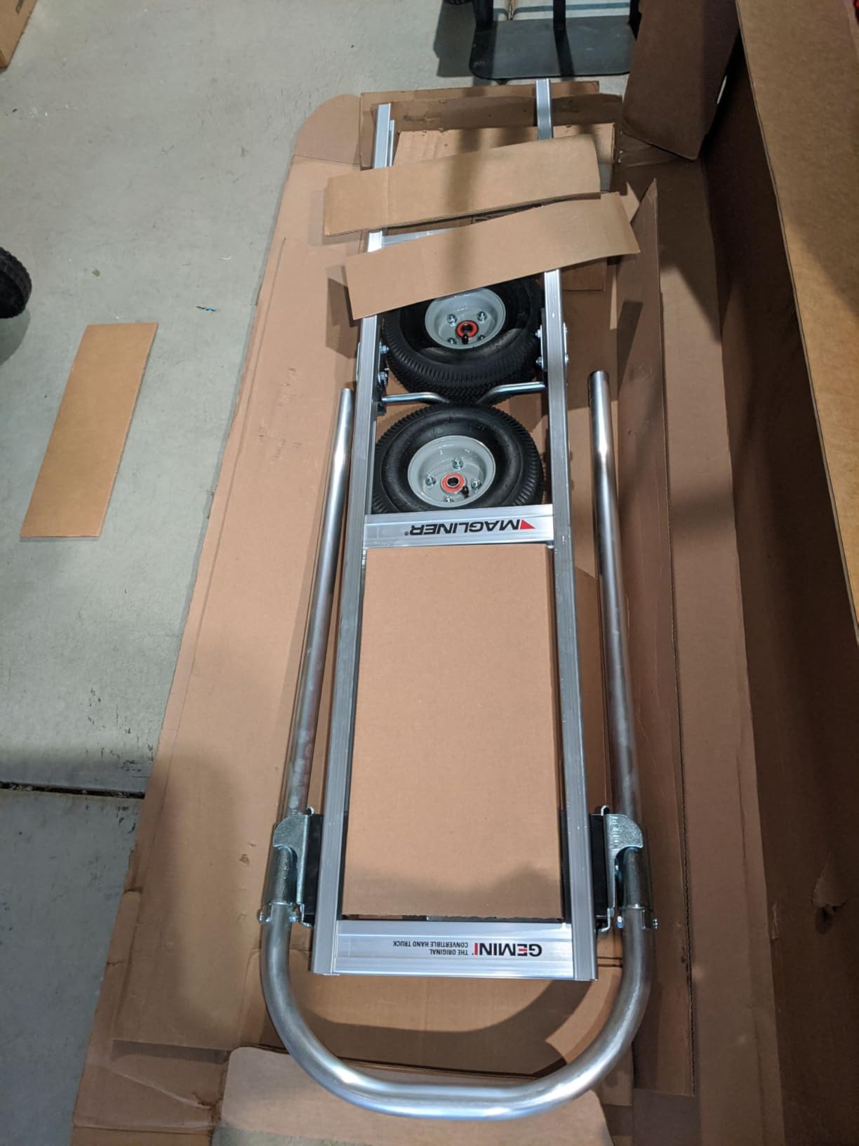 Magliner GMK81UA4 Gemini Sr Convertible Hand Truck, Pneumatic Wheels, 500 lbs Load Capacity, 61