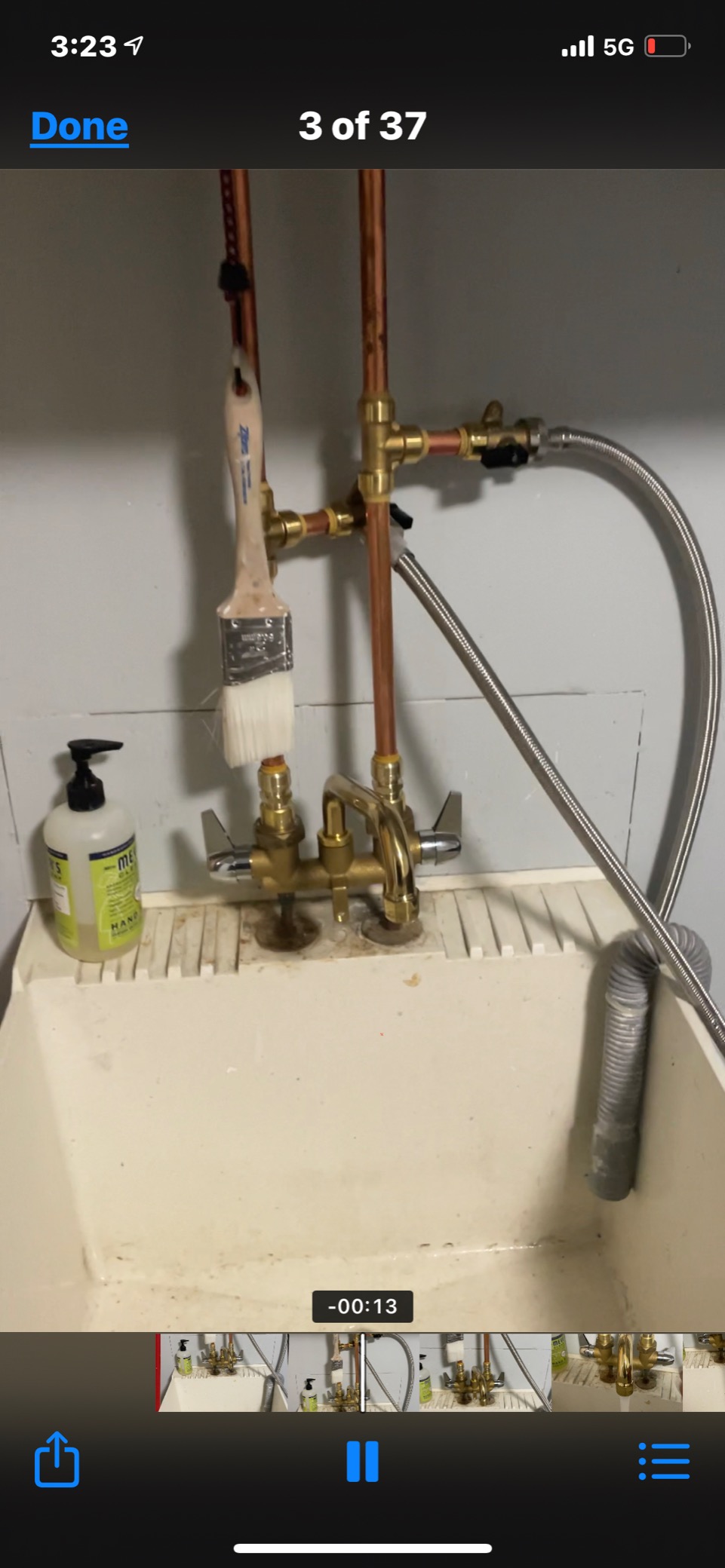 Homewerks Worldwide 3310-250-RB-B Rough Brass Laundry Faucet | 1/4 Turn Drip-Free Cartridges, 7 in. Brass Swivel Spout, 2.2 GPM at 60 PSI, Includes Utility Sink Hose customer photo 1