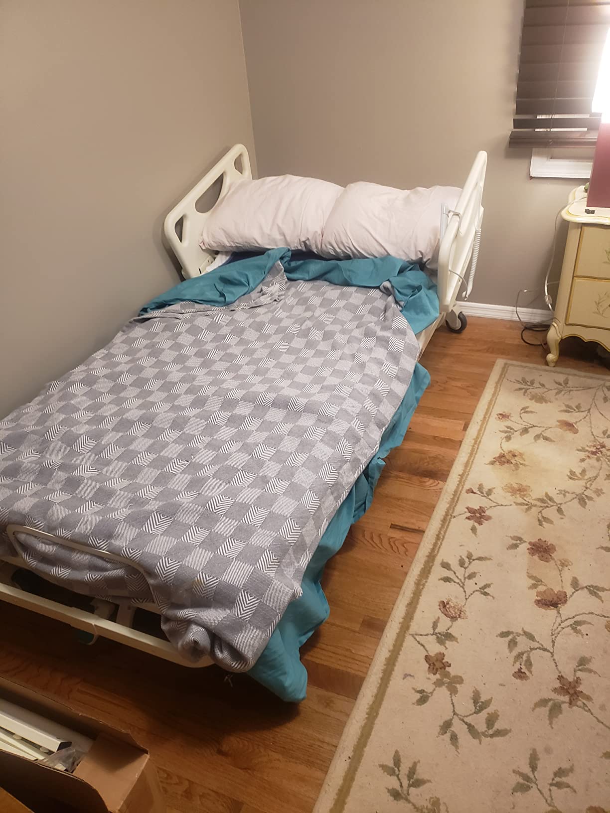 Century Wide Hospital Bed, 5 Function Full Electric Long Term Care Low Bed with High Density Foam Mattress & Half Rail Package (42