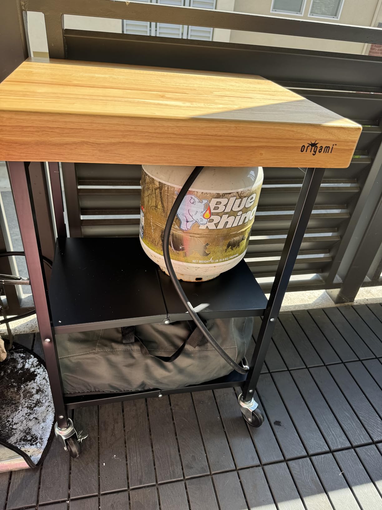 Origami Foldable Kitchen Island Cart, Rolling Storage Table Organizer with Wheels, Silver customer photo 2