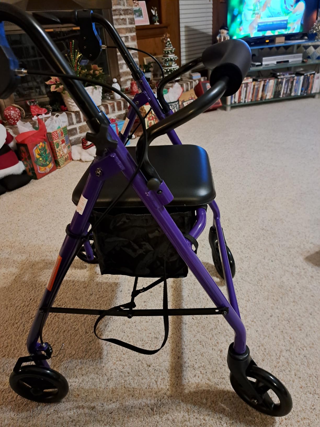 Medline Aluminum Rollator Walker with Seat, Purple, 250 lb. Weight Capacity, Lightweight, 6