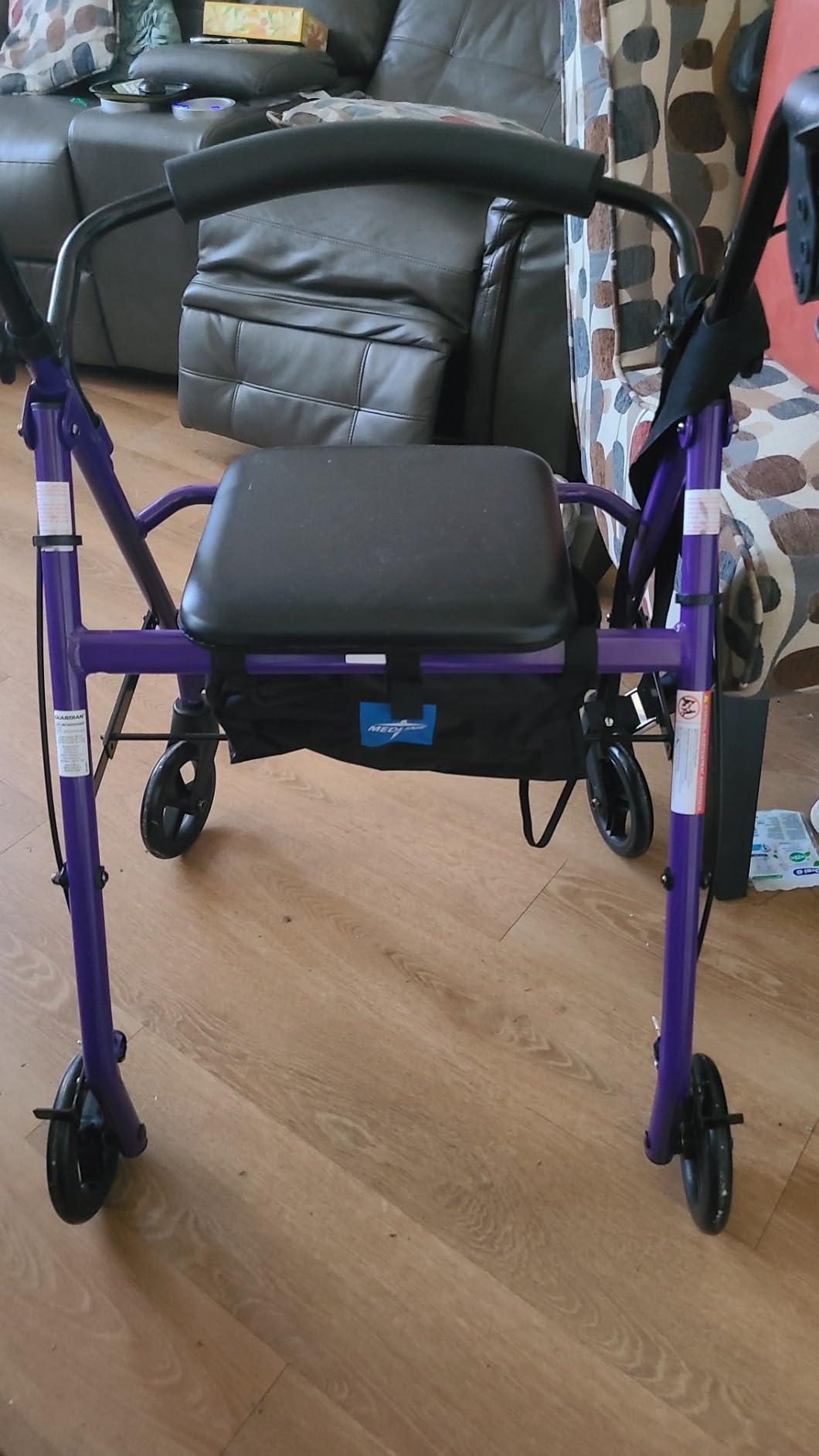 Medline Aluminum Rollator Walker with Seat, Purple, 250 lb. Weight Capacity, Lightweight, 6