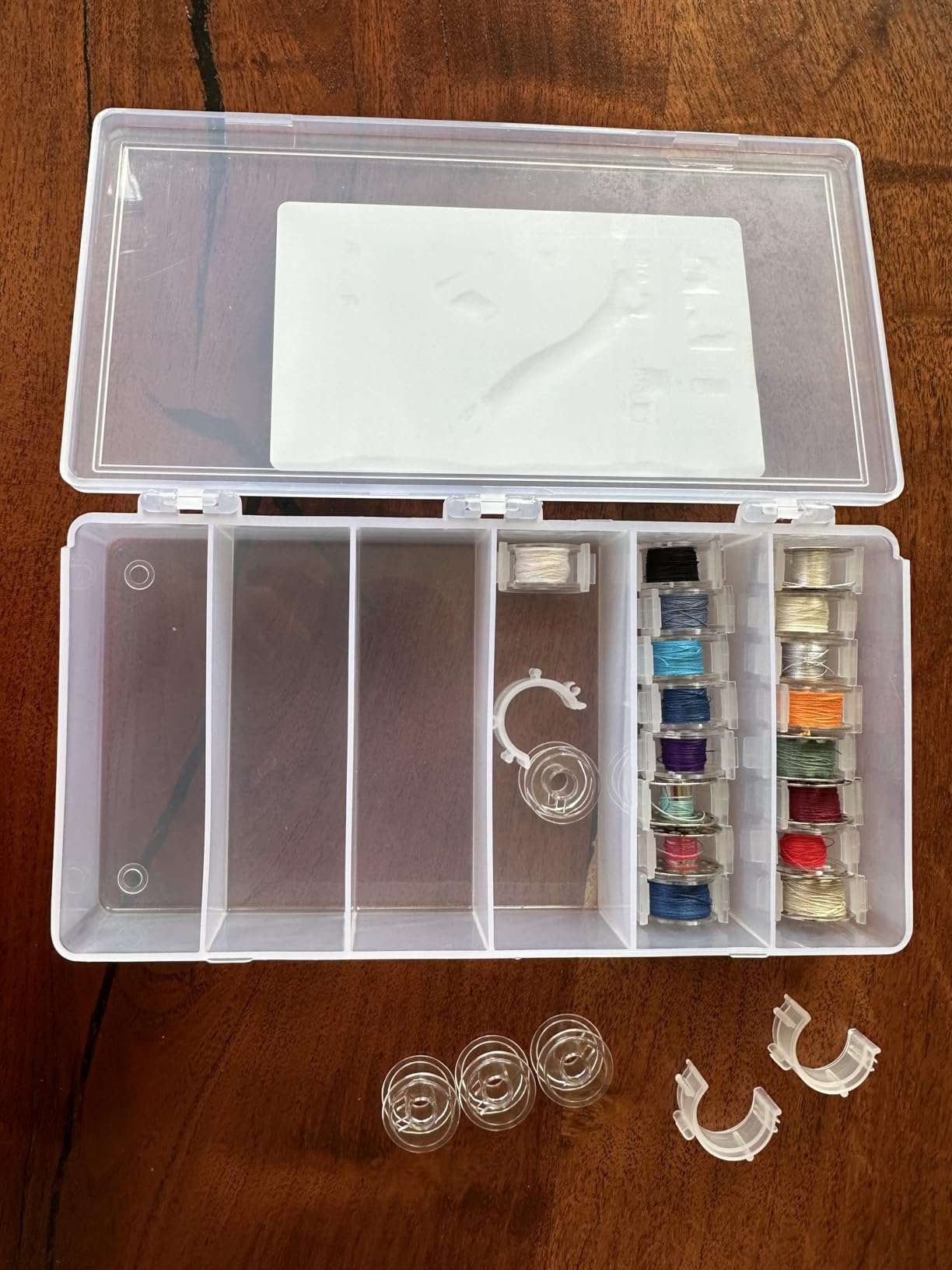 ArtBin 8156AB Large Bobbin Box, Sewing Bobbin Organizer, Plastic Storage Case, Clear customer photo 1