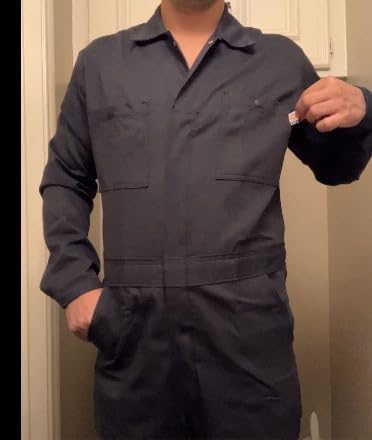 Lapco FR CVEFR7GY-LAR RG Flame Resistant Economy Coveralls, 100% Cotton Twill with Moisture Management, HRC 2, NFPA 70E, 7 oz, Large Regular, Gray customer photo 1