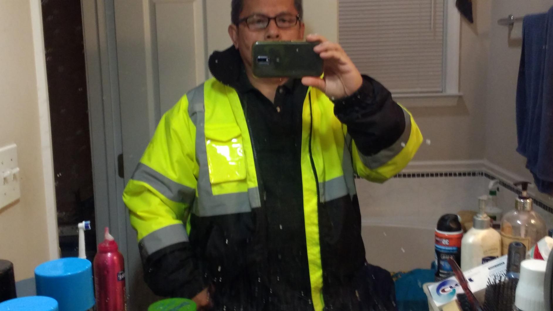 Pyramex RJ32 Series Waterproof Hi-Vis Orange Lime Bomber Jacket with Quilted Lining - Size Large customer photo 1