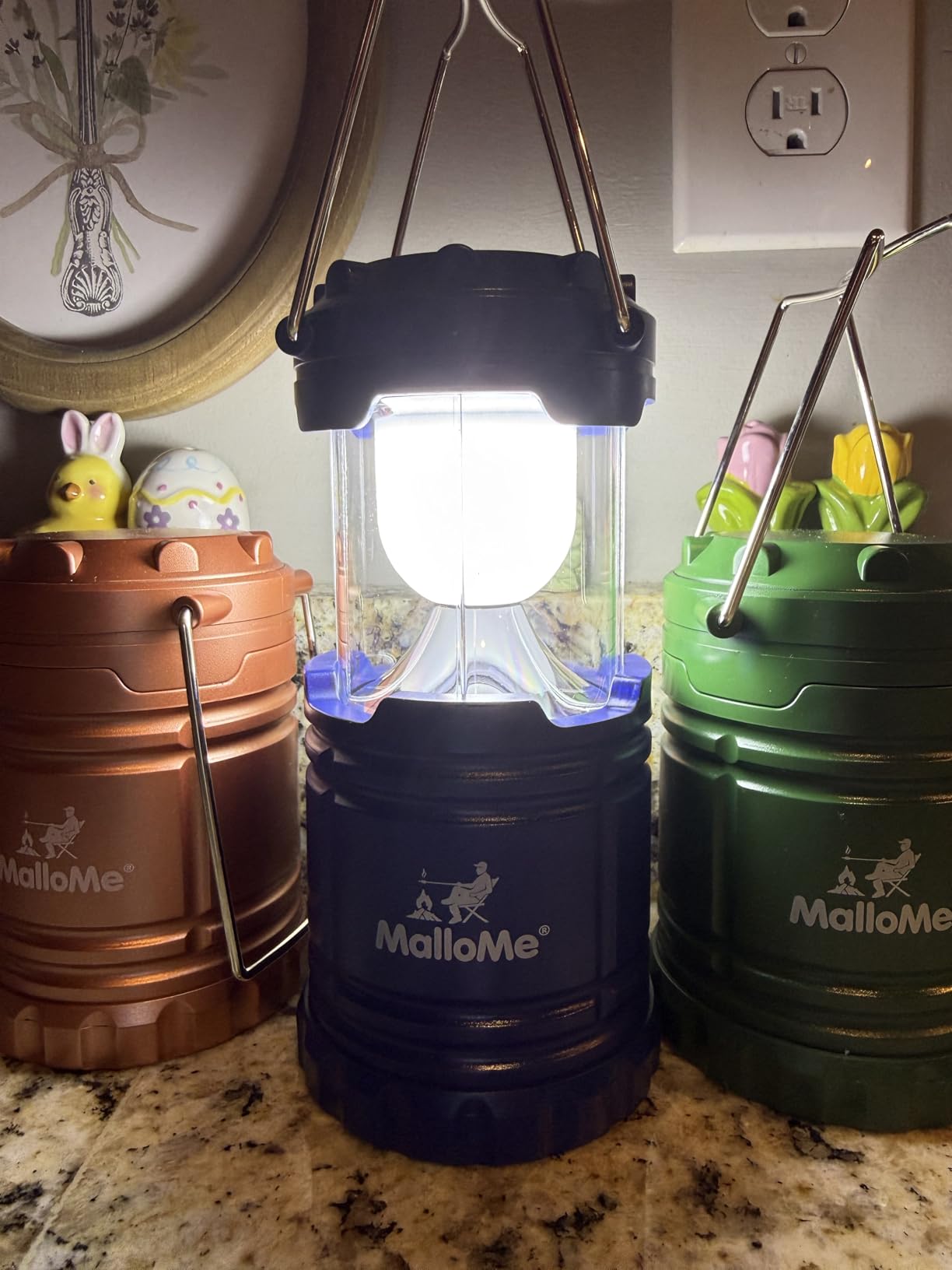 MalloMe Camping Lantern Multicolor 4 Pack Lanterns for Power Outages, Camping Lights for Tent Hanging, Camp Light Tent Lamp Emergency Battery Powered LED Lantern (Rechargeable Batteries Not Included) customer photo 2