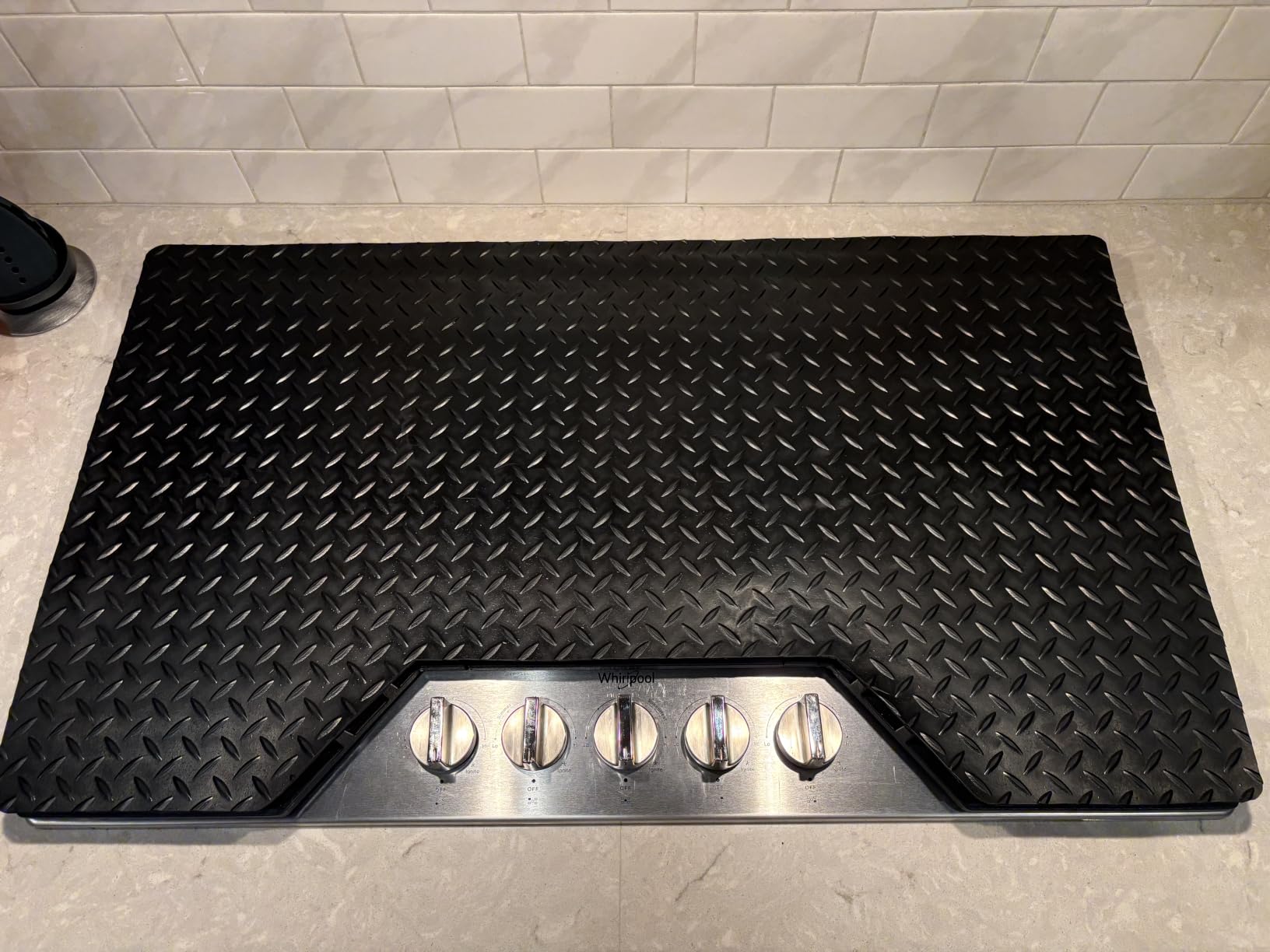 Rubber-Cal Diamond-Plate Rubber Flooring Roll - 3 mm x 4 ft x 2 ft Roll - Black customer photo 1