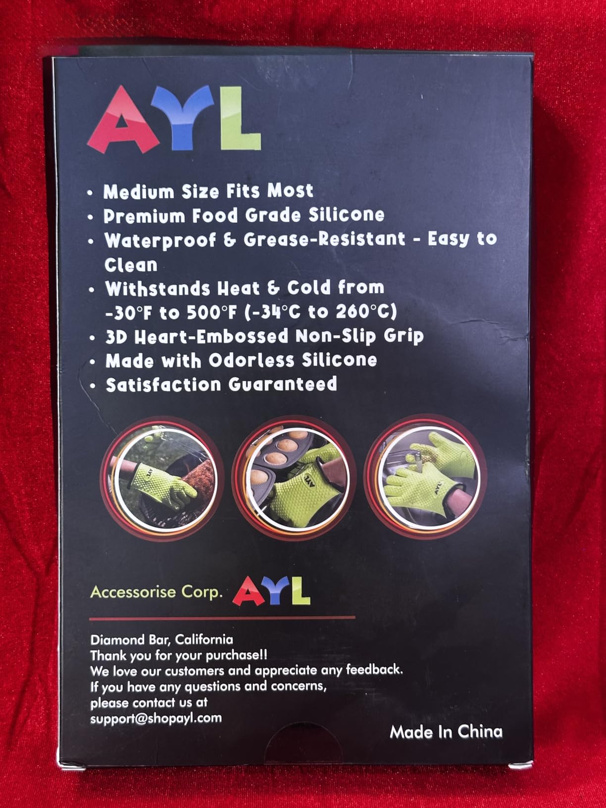 AYL Silicone Smoker Oven Gloves - Extreme Heat Resistant BBQ Gloves - Handle Hot Food on Your Grill, Pit & Turkey Fryer | Waterproof Meat Handling Mitts with Cotton Layer | Ultimate Set + Bonuses customer photo 2