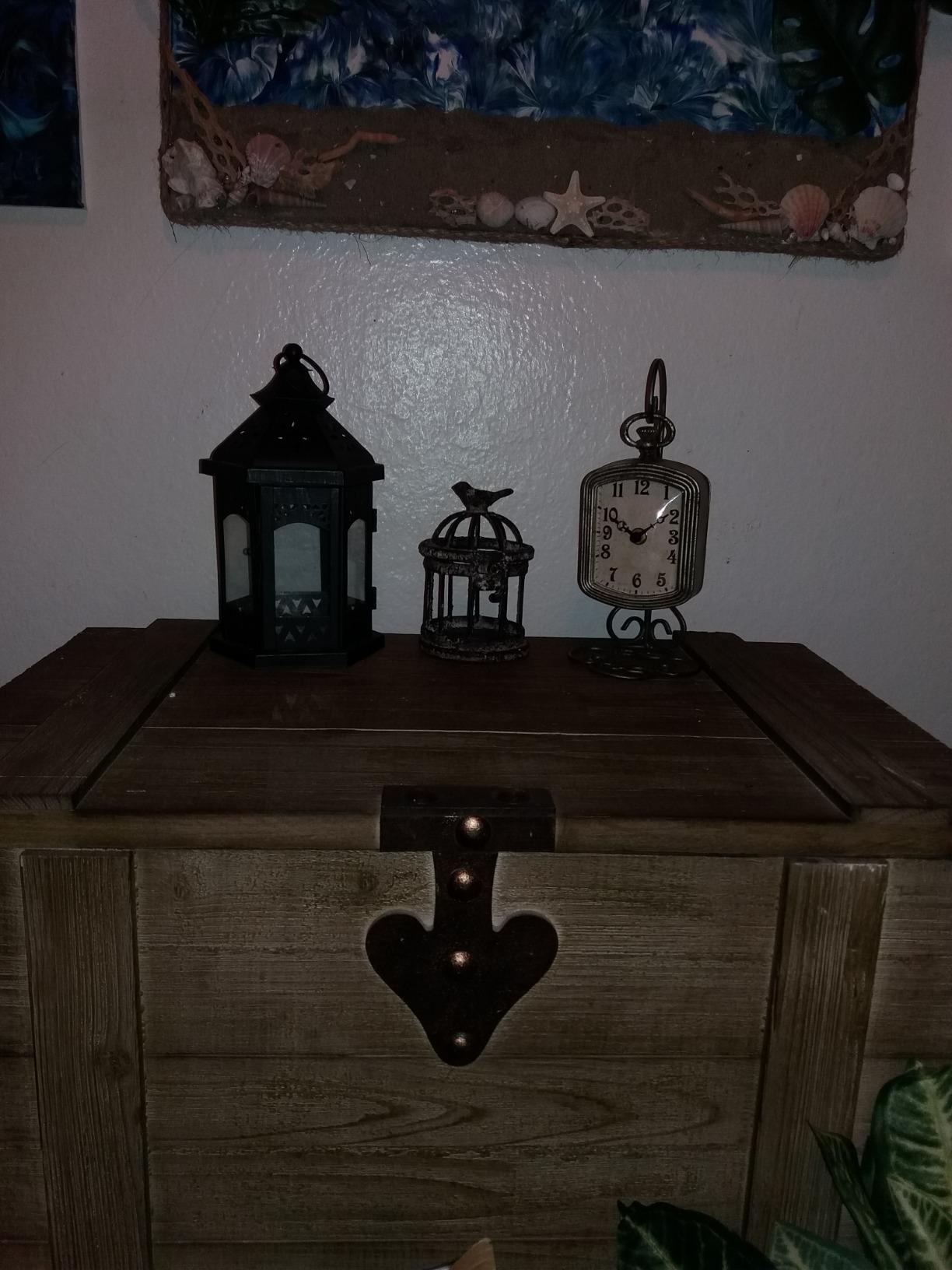 Household Essentials Victorian Style Decorative Trunk in Chinese Fir Wood with Metal Accents, Natural customer photo 1