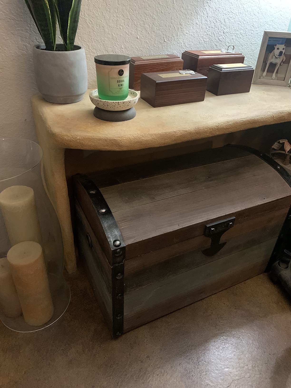 Household Essentials Victorian Style Decorative Trunk in Chinese Fir Wood with Metal Accents, Natural customer photo 2