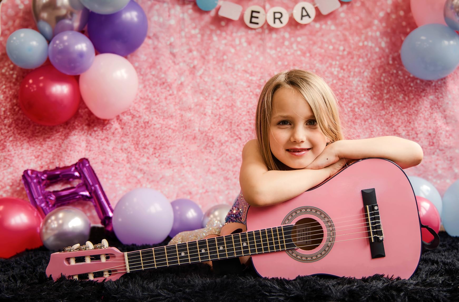MasterPlay Kids Guitar, 30” Beginner Classical Wood Guitar For Learners, With starter kit, Bag, Strap, Tuner, Pick, Extra String, Cleaning cloth, Christmas, Birthday Gift for Girls Ages 5-12, Pink customer photo 2