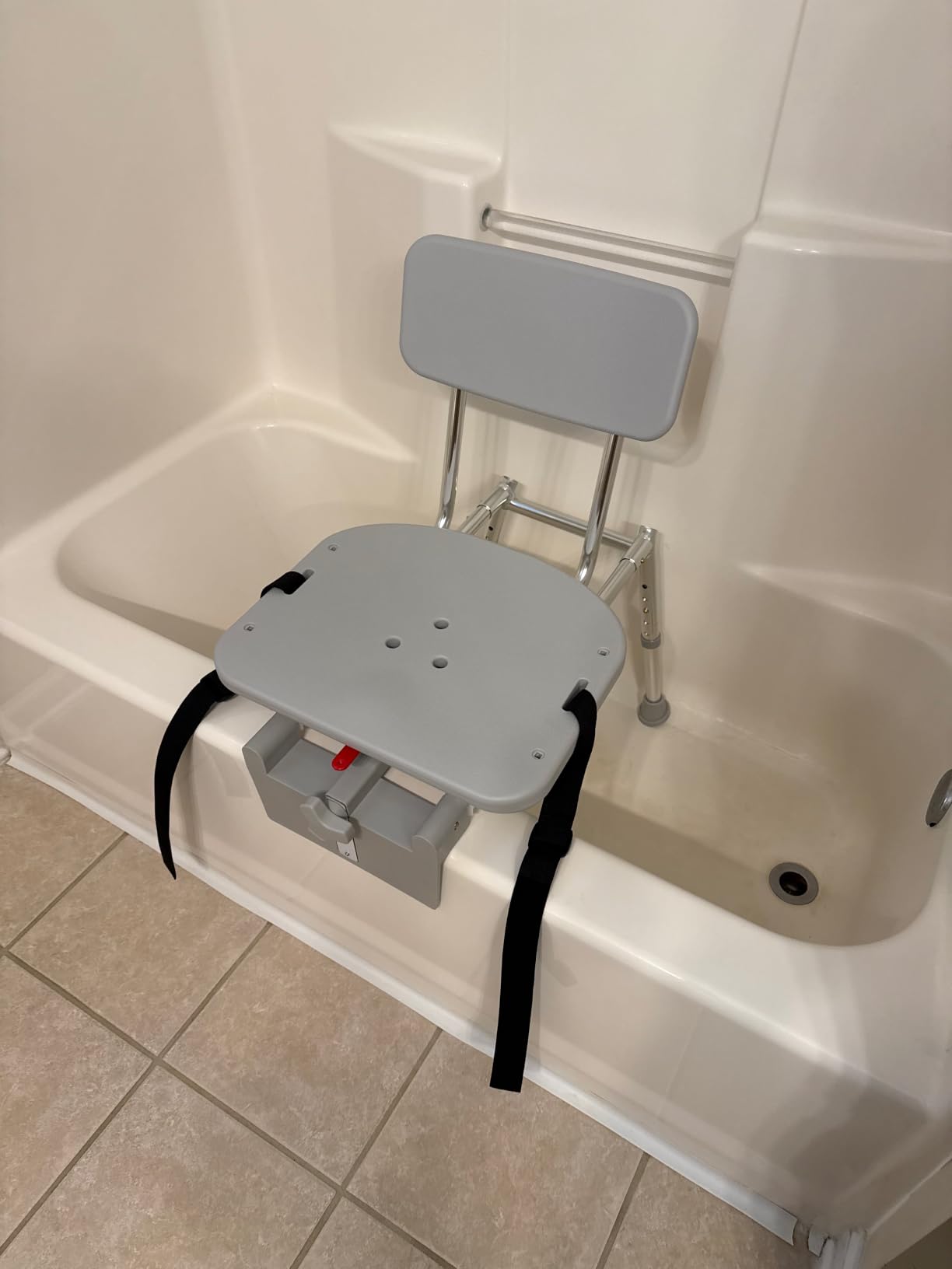 Tub-Mount Sliding Tub Transfer Bench with Swivel Seat, Space-Saving Design customer photo 2