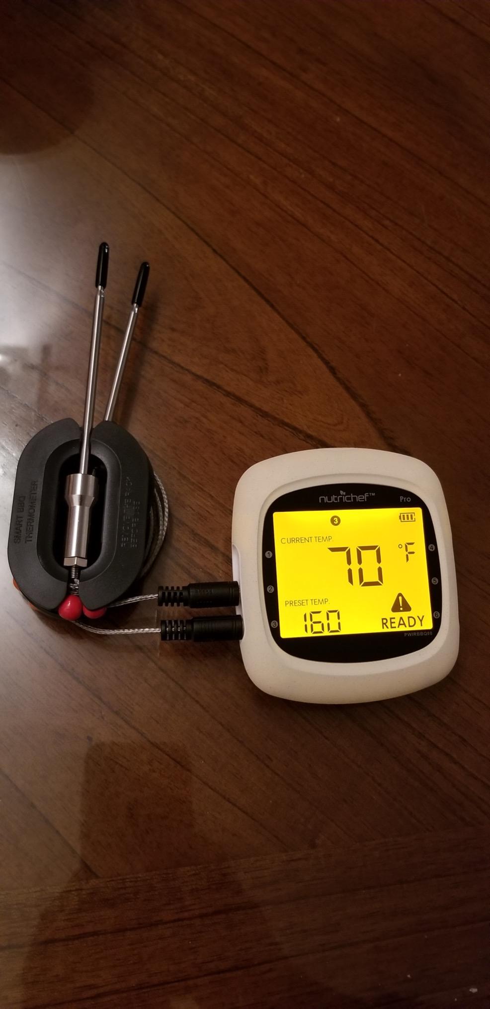 NutriChef Bluetooth Meat Thermometer for Grilling and Smoking, up to 6 Temperature Probes and Smart APP, 400 Ft Range, LCD customer photo 2