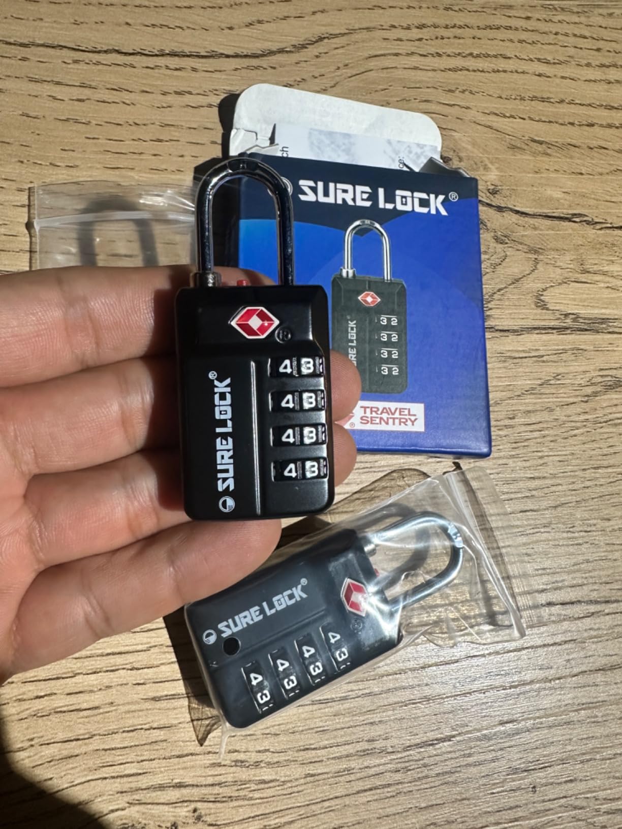 SURE LOCK TSA Approved 4-Digit Resettable Combination Luggage Locks with Open Alert, Easy-Read Dials - for Luggage, School Lockers, Gym, Office, Toolbox & Security Cases (Black 2 Pack) customer photo 2