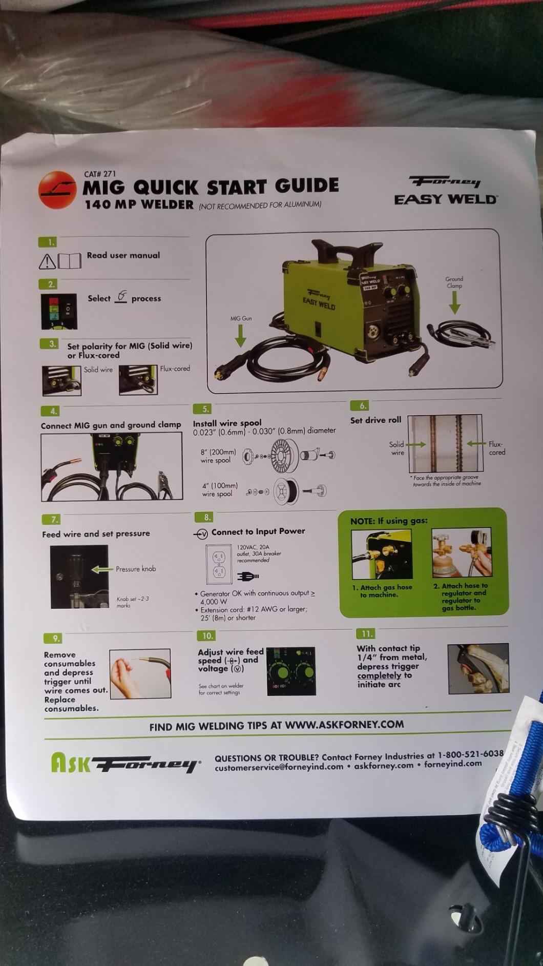 Forney 271 Easy Weld 140 MP Multi-Process Welder - Versatile 3-in-1 Welding Machine for MIG, DC TIG, and Stick Welding Application customer photo 1
