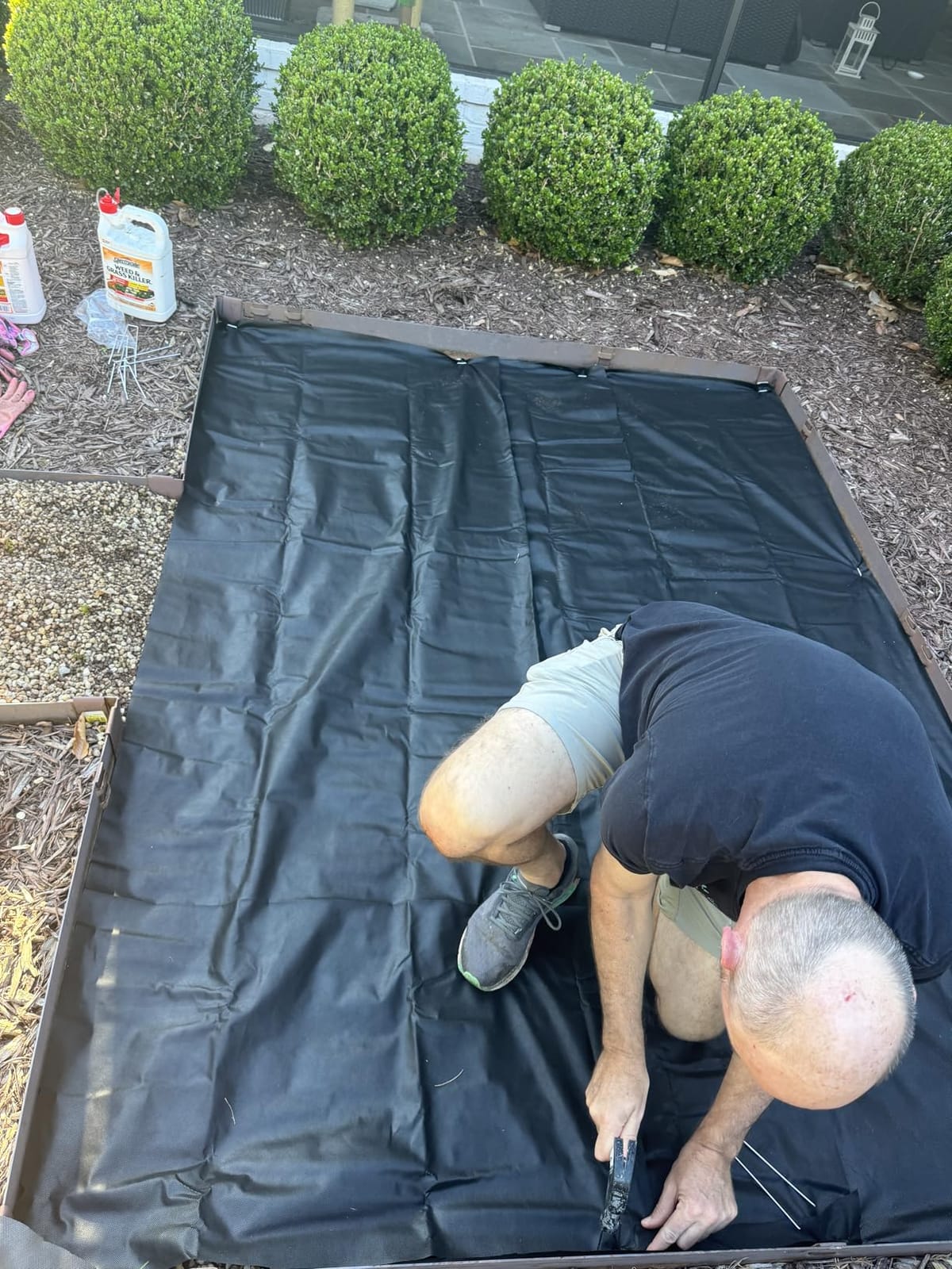 HOOPLE 3 ft x 180 ft Landscape Fabric Weed Barrier, Heavy Duty Ground Cover Roll, Water Permeable Non-Woven Geotextile for Garden Beds, Gravel, Mulch & Driveway Base customer photo 2