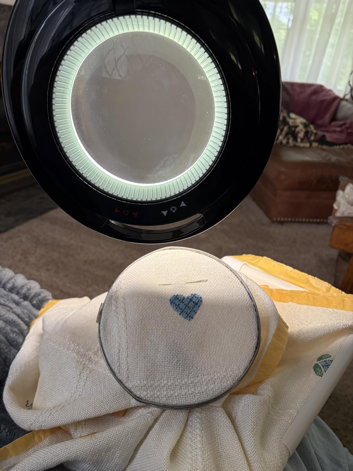 Brightech Lightview Pro Magnifying Glass with Stand & Light, Magnifying Floor Lamp with 6-Wheel Rolling Base for Facials & Lashes – Dimmable LED Work Light for Crafts, Sewing, and Projects - 3 Diopter customer photo 2