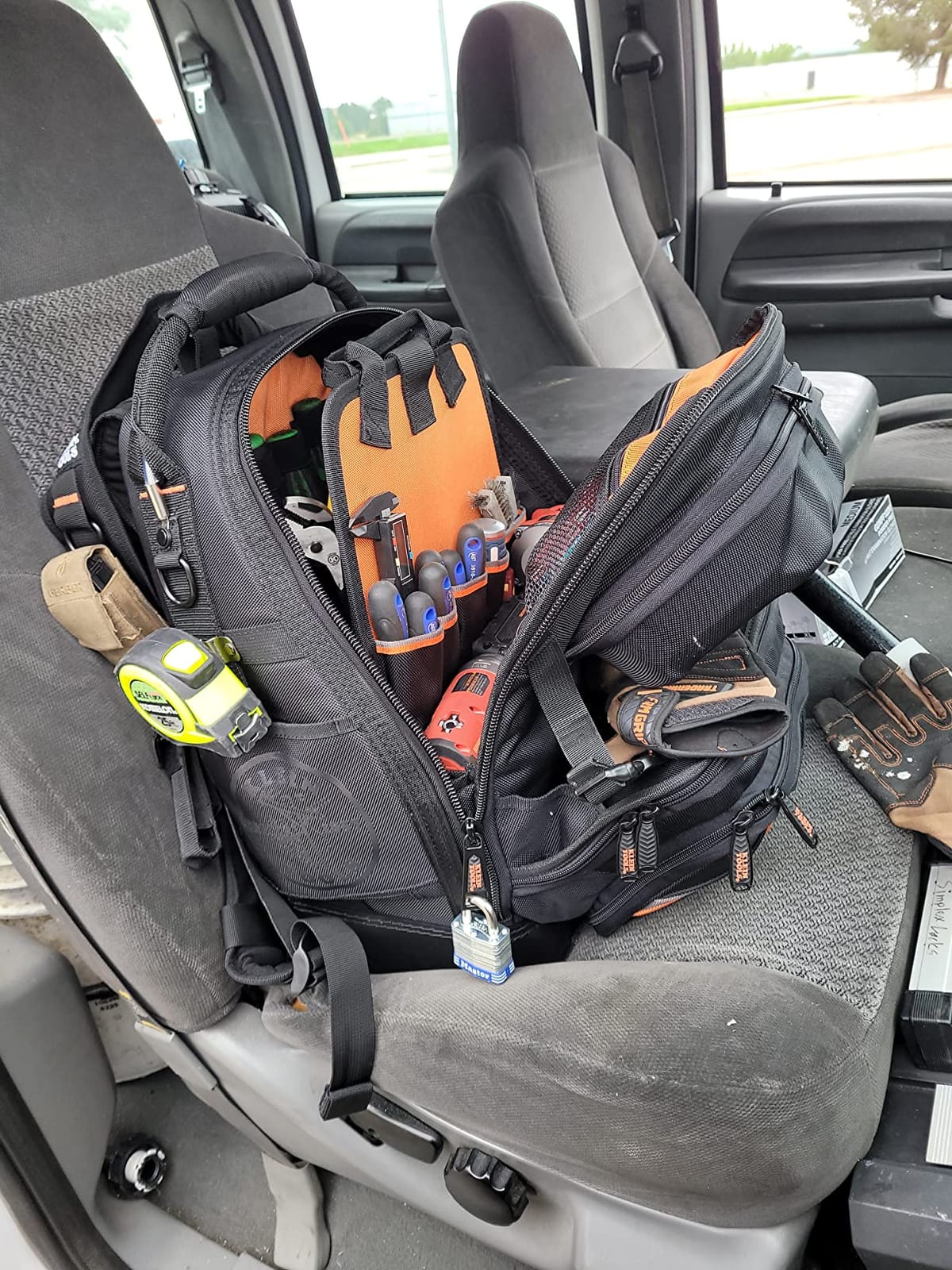 Klein Tools 55485 Tool Bag Backpack, 48 Pockets, Black/Orange/Gray customer photo 1