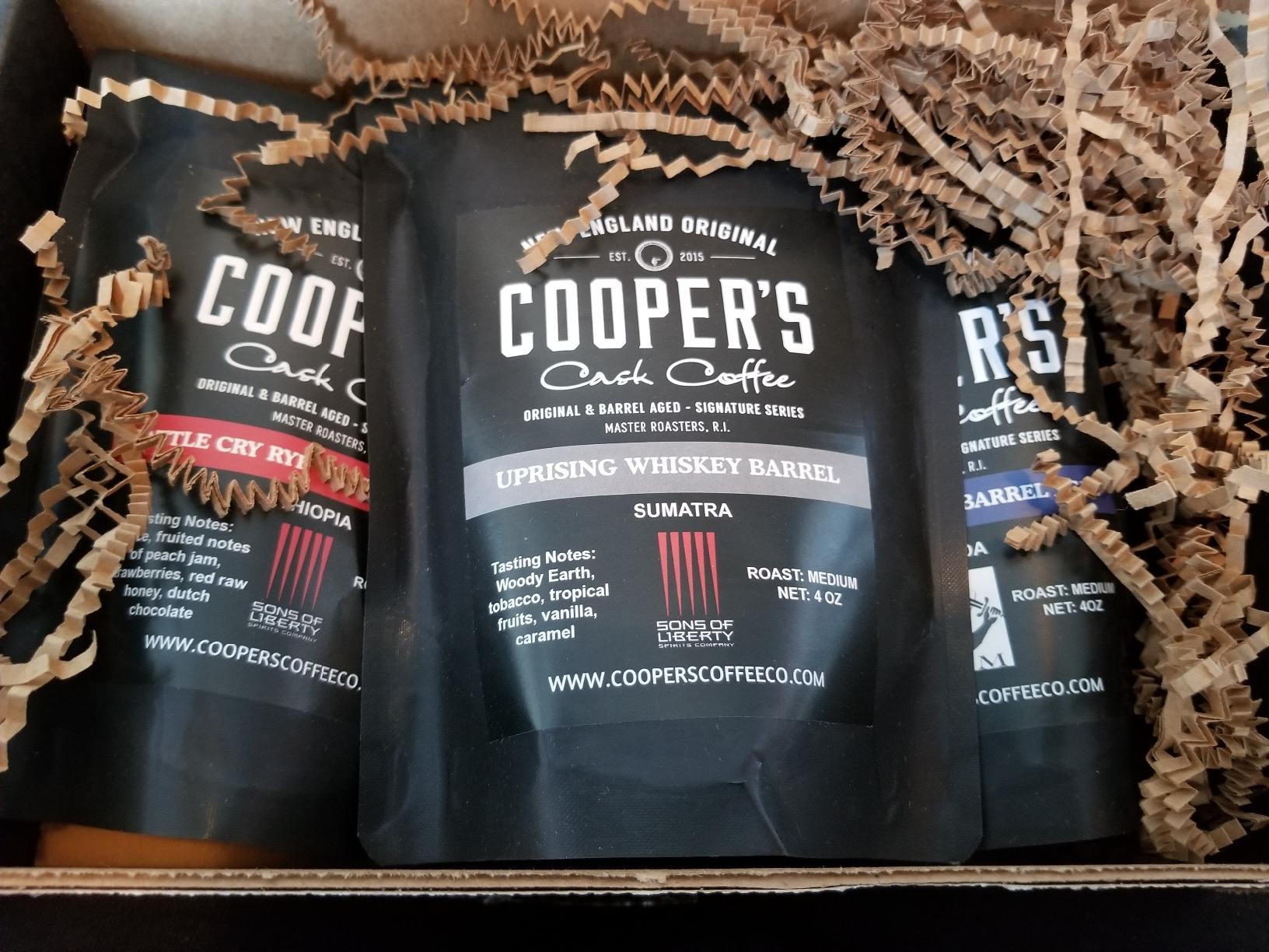 Bourbon & Whiskey Barrel Aged Coffee Box Set with Four Whole Bean Single Origin Coffees (Colombia, Sumatra, Ethiopia, Rwanda) Premium Small-Batch Gourmet Roasted Coffee Gift customer photo 1