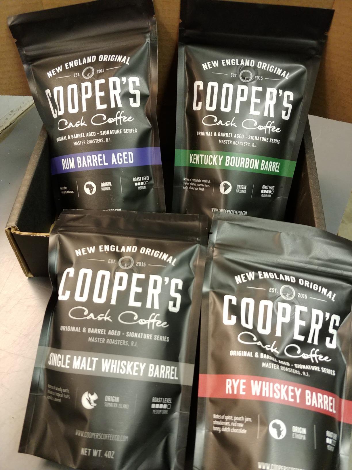 Bourbon & Whiskey Barrel Aged Coffee Box Set with Four Whole Bean Single Origin Coffees (Colombia, Sumatra, Ethiopia, Rwanda) Premium Small-Batch Gourmet Roasted Coffee Gift customer photo 2