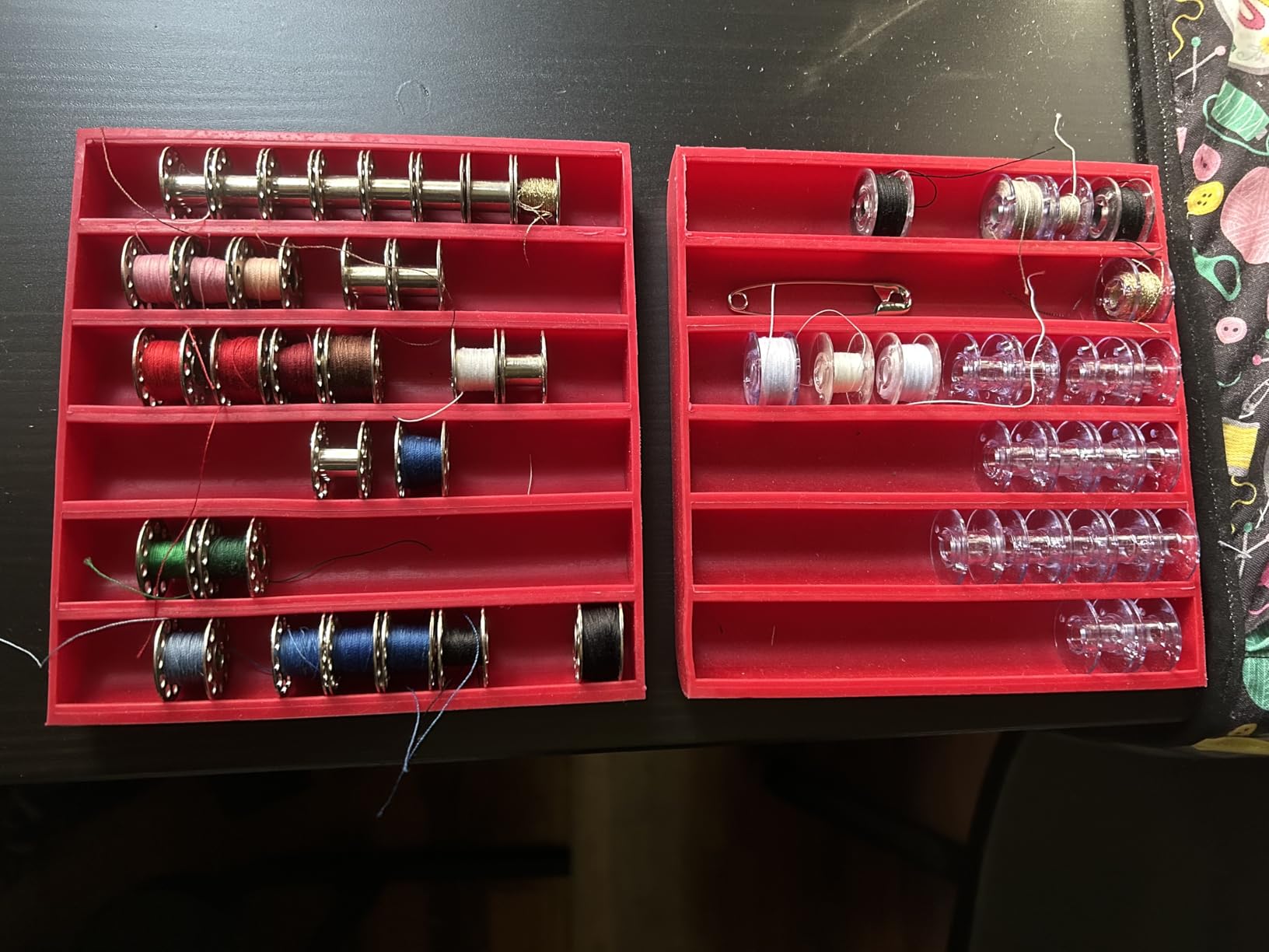 Square Bobbin Organizer, Holds 60+ Bobbins, Flexible Plastic Holder for Sewing Machine, Embroidery, & Quilting Bobbin Storage, Red customer photo 1