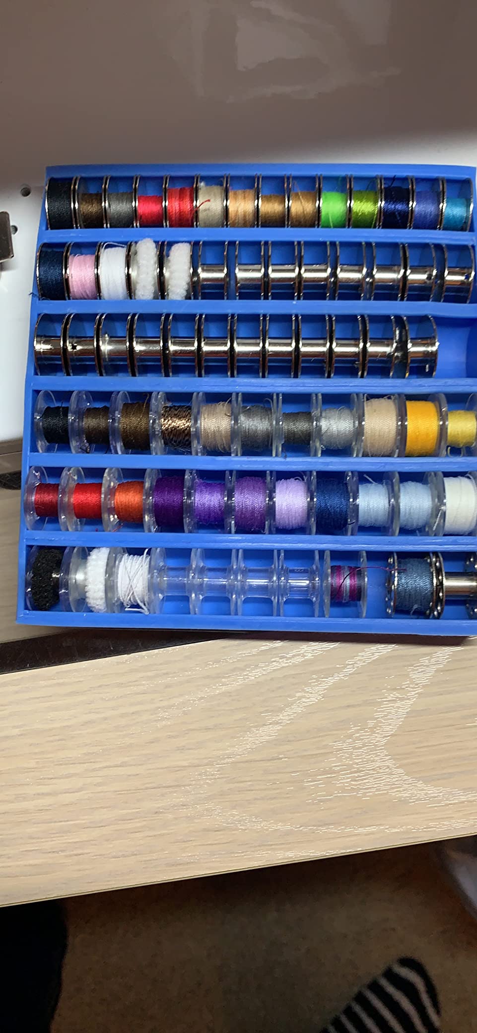 Square Bobbin Organizer, Holds 60+ Bobbins, Flexible Plastic Holder for Sewing Machine, Embroidery, & Quilting Bobbin Storage, Red customer photo 2