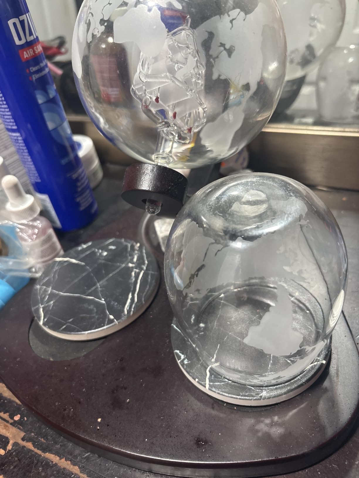 Whiskey Decanter Globe Set with 2 Etched Globe Whisky Glasses | Liquor Decanter | Whiskey Stones, Ice Tong, Funnel - Gifts For Men Dad, Husband - Liquor, Bourbon, Scotch, Vodka, Wood Stand - 850ml customer photo 2
