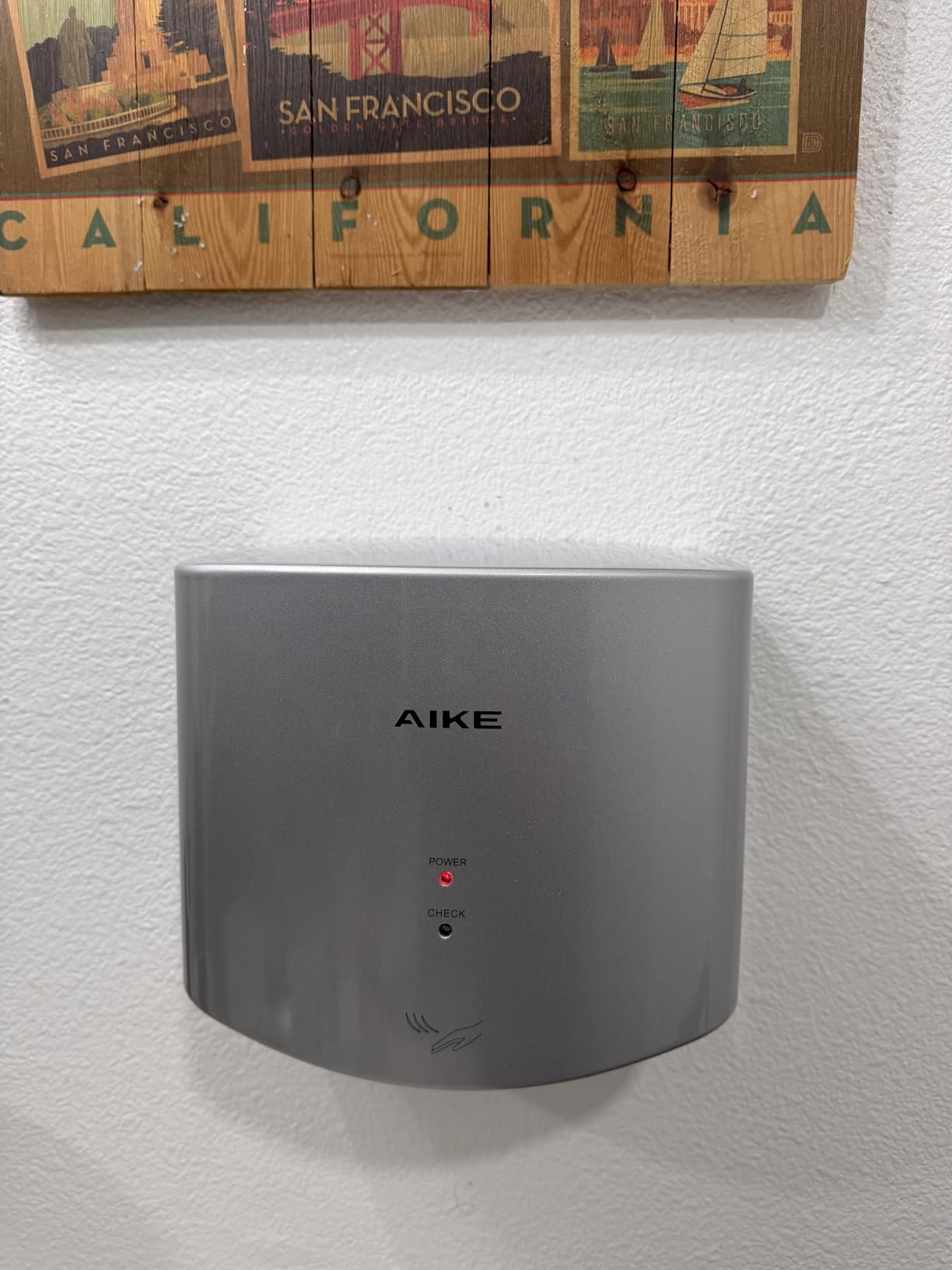 AIKE Air Wiper Compact Hand Dryer for Bathrooms, 110V Model AK2630S Silver customer photo 2