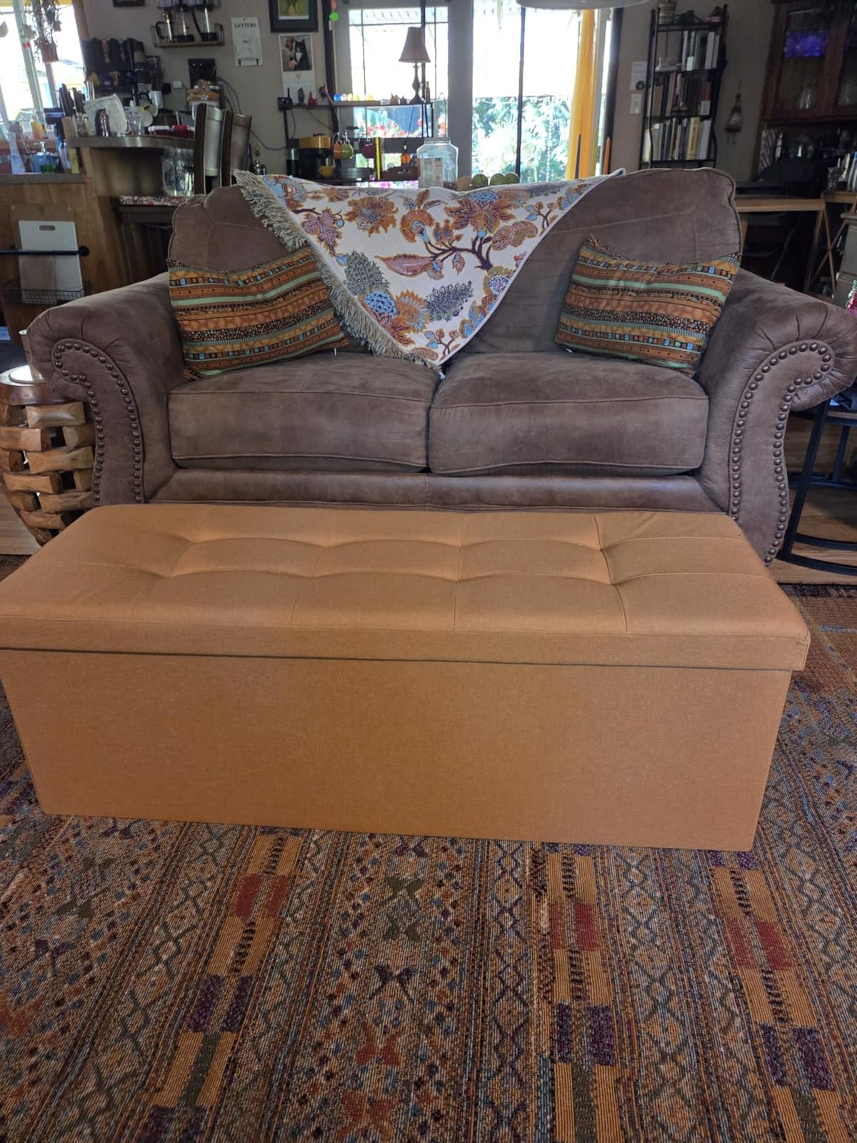 SONGMICS 43.3 Inches Folding Storage Ottoman Bench, Load 660 lb customer photo 2