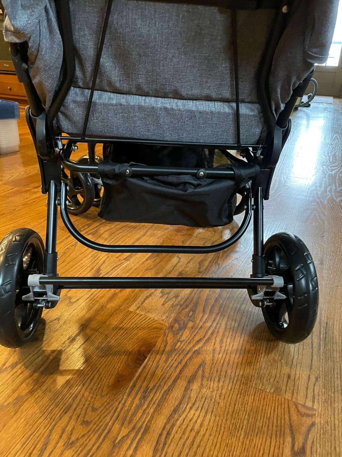 BABY JOY Double Stroller, Foldable Lightweight Twin Stroller with Tandem Seating, Adjustable Backrest/Canopy/Footrest, 5-Point Harness, Storage Basket, Newborn and Toddler (Black) customer photo 1