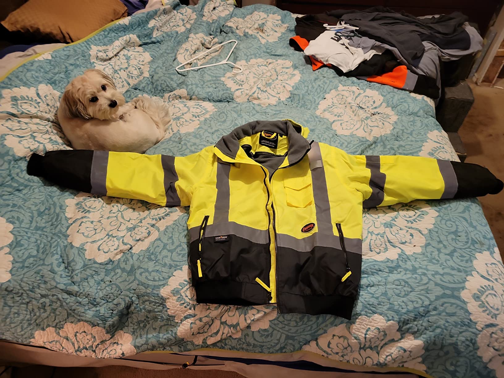 Pioneer Hi Vis Work Jacket for Men - Waterproof Safety Bomber with Reflective Tape customer photo 2