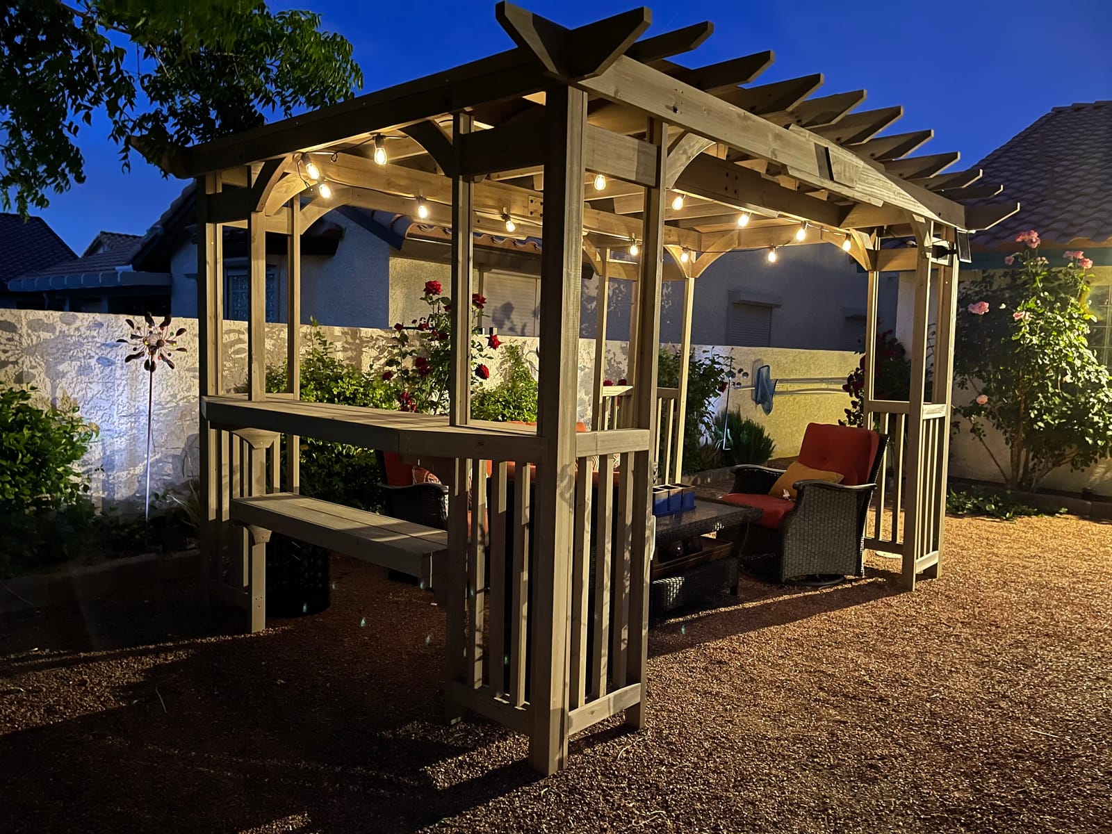 Yardistry 10x14 Madison Cedar Pergola with Removable Snap-on Sunshade, Timber Gray Wood Stain customer photo 2