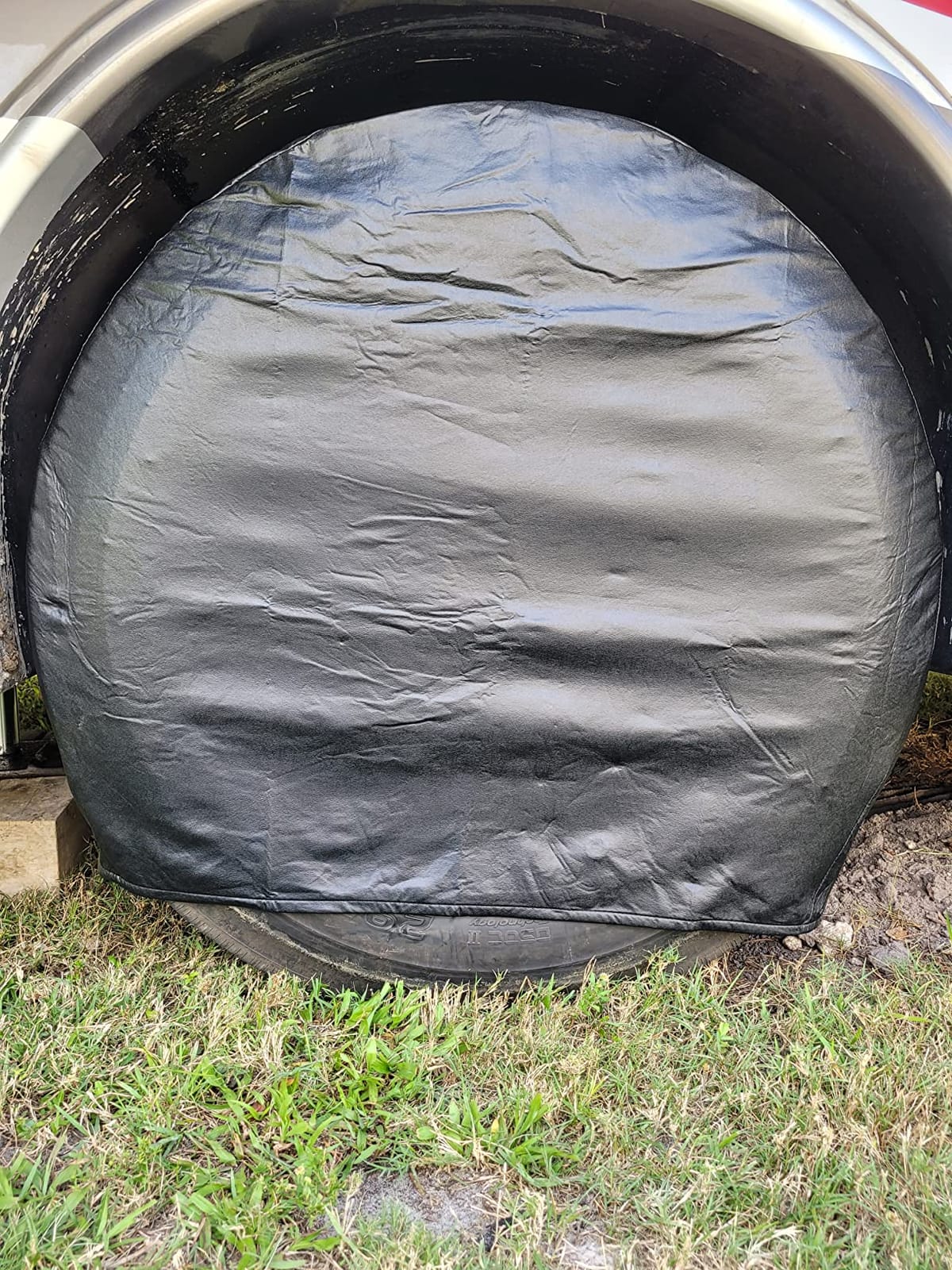 Tire Covers for RV Wheel, Set of 4: Motorhome, Wheel Covers Waterproof Soft Vinyl Tire Protectors Tire Covers Fits 36