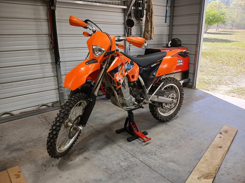 JFG RACING Adjustable Hydraulic Dirt Bike Stand Lift 1000 Lbs Capacity,Red customer photo 2