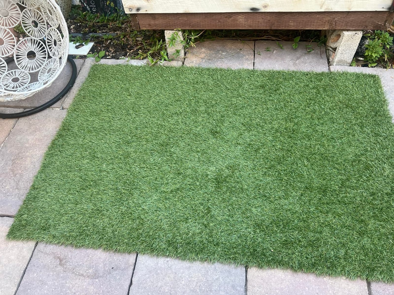 Petgrow Deluxe Realistic Artificial Grass Turf 3.3FTX5FT, 70 oz Face Weight /Drainage Holes / Rubber Backing, Indoor Outdoor Pet Faux Synthetic Grass Astro Rug Carpet for Garden Backyard Patio Balcony customer photo 1