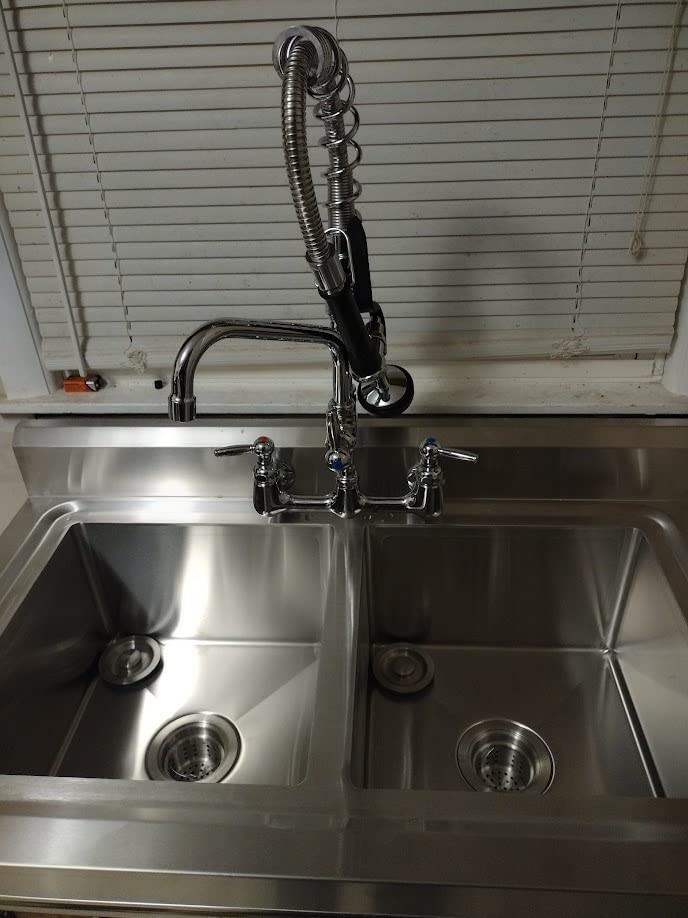 Bonnlo Commercial 304 Stainless Steel Sink 2 Compartment Free Standing Utility Sink for Garage, Restaurant, Kitchen, Laundry Room, Outdoor, 35.8