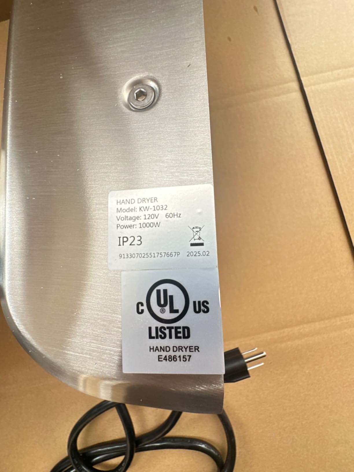 Hand Dryer for Bathroom Commerical,UL Listed and ADA Compliant Automatic Electric Plug in Hand Blower,Cold/Hot air switchable,High Speed 1000W,70dB,Brushed Stainless Steel Cover,Wall Mounted customer photo 1